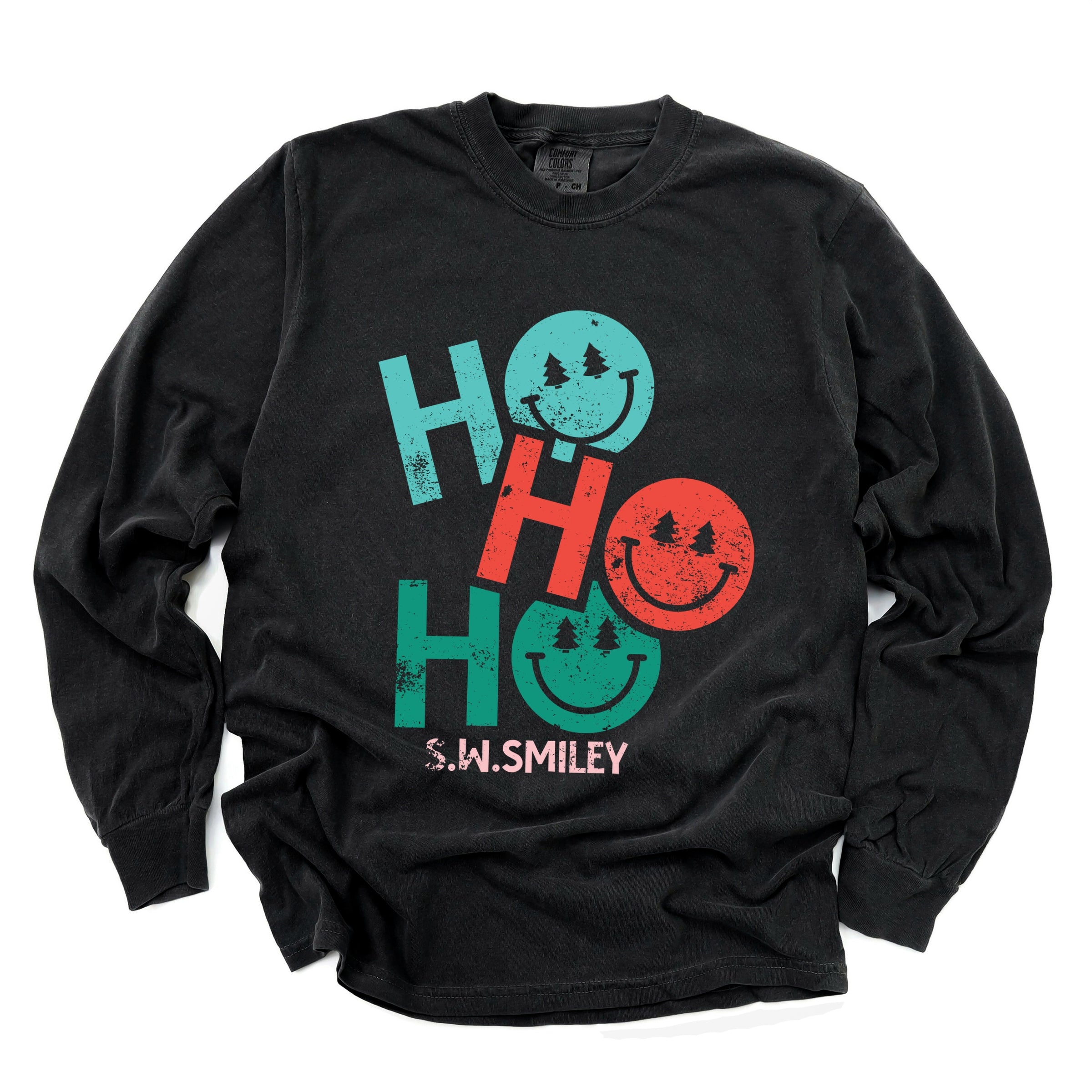 S.W.Smiley Ho Ho Ho Stacked - Garment Dyed Long Sleeve