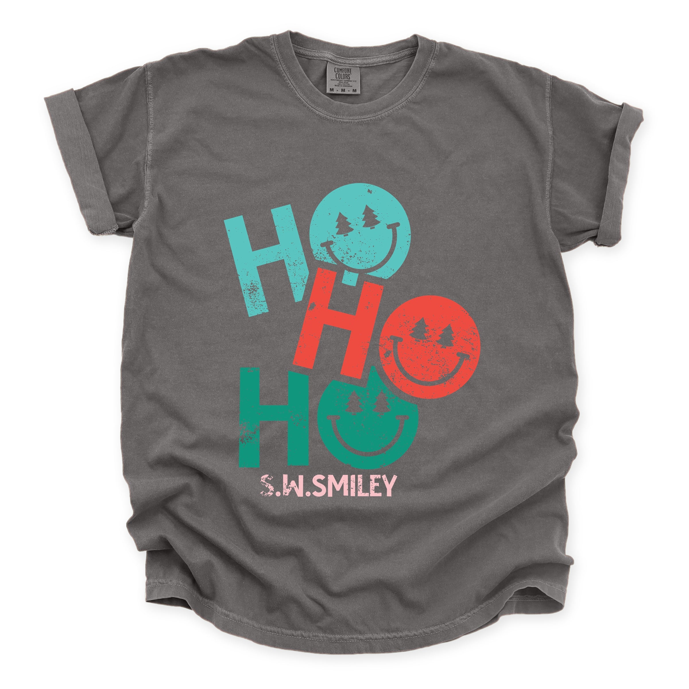 S.W.Smiley Ho Ho Ho Stacked - Garment Dyed Tee