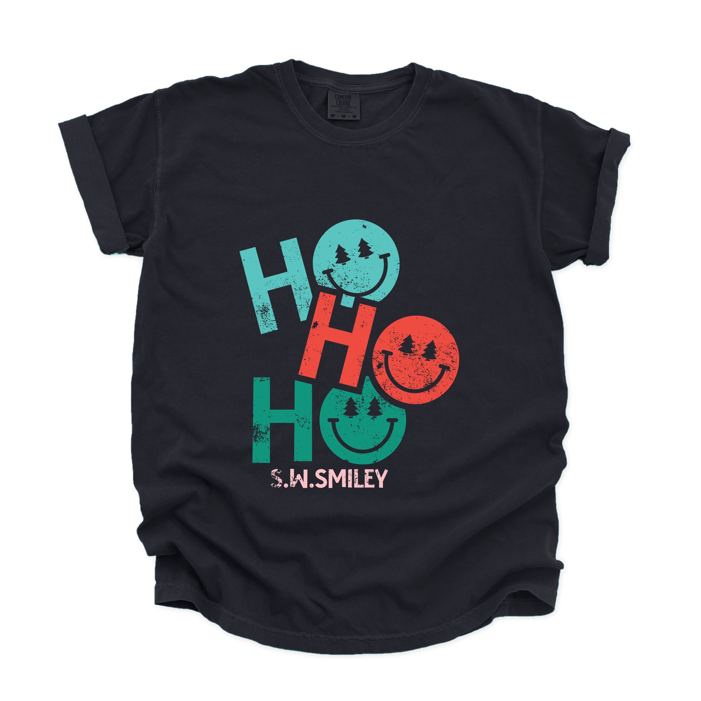 S.W.Smiley Ho Ho Ho Stacked - Garment Dyed Tee