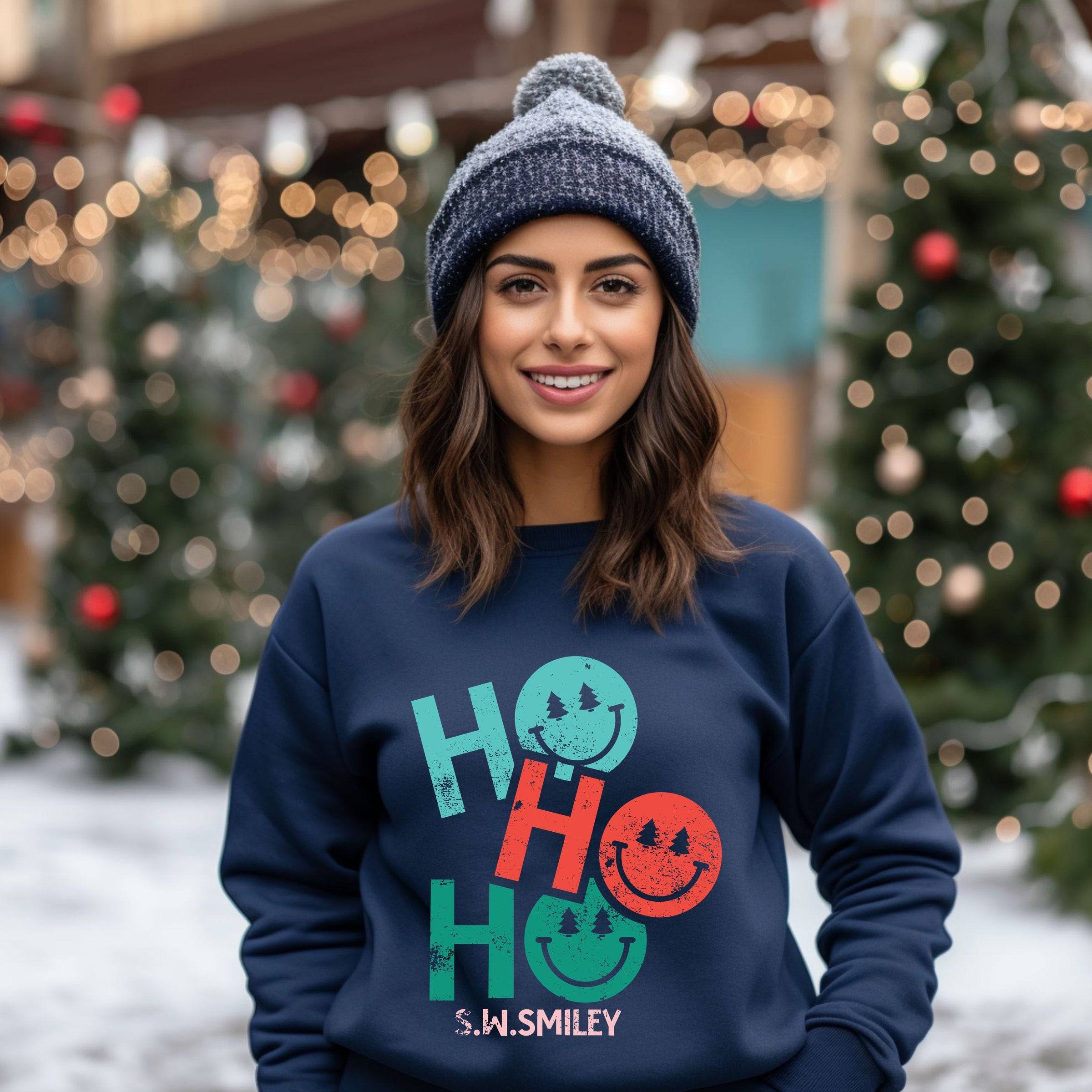 S.W.Smiley Ho Ho Ho Stacked - Sweatshirt