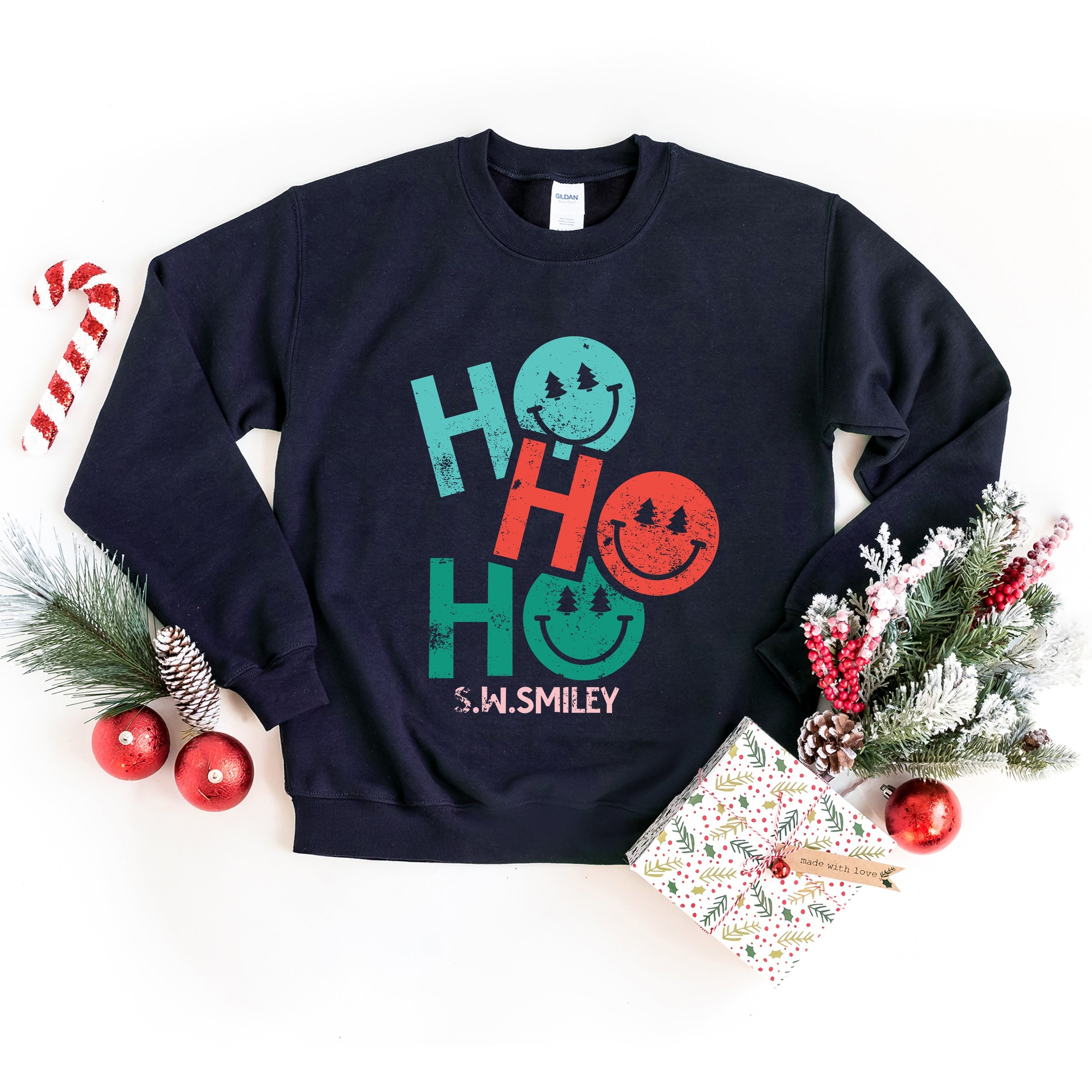 S.W.Smiley Ho Ho Ho Stacked - Sweatshirt