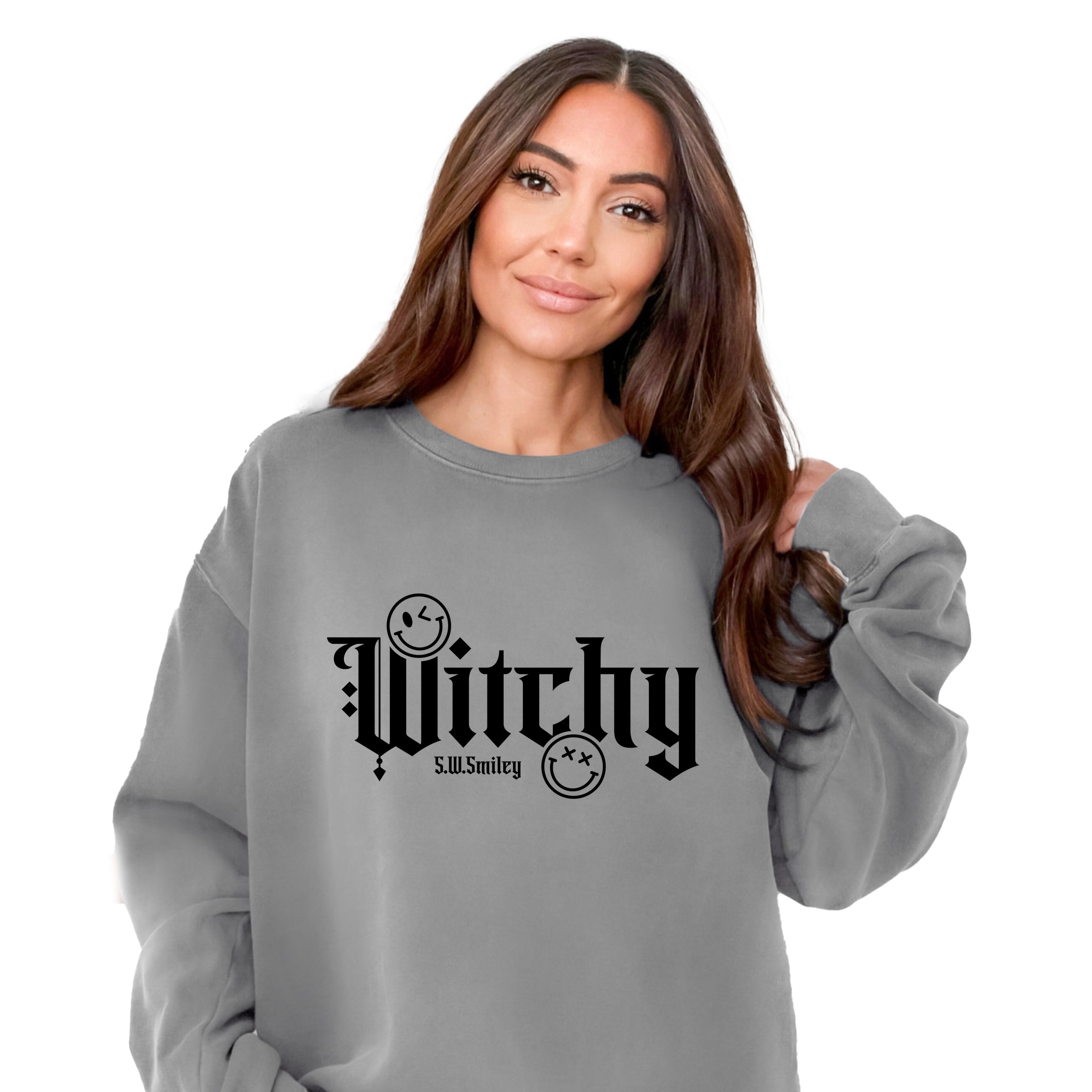 S.W.Smiley Witchy Bold - Women's Garment Dyed Graphic Sweatshirt