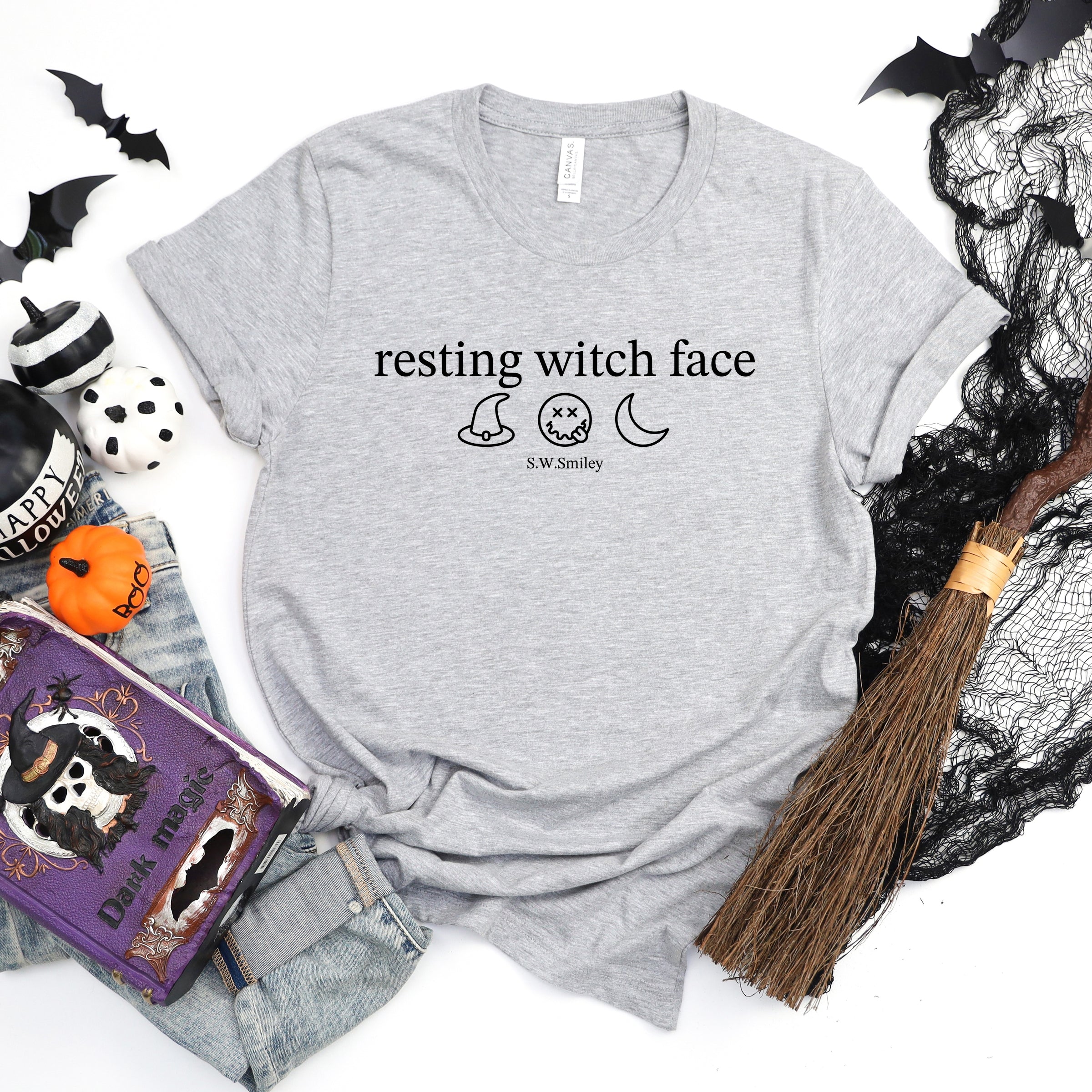 S.W.Smiley Resting Witch Face Typewriter - Women's Short Sleeve Graphic T-Shirt