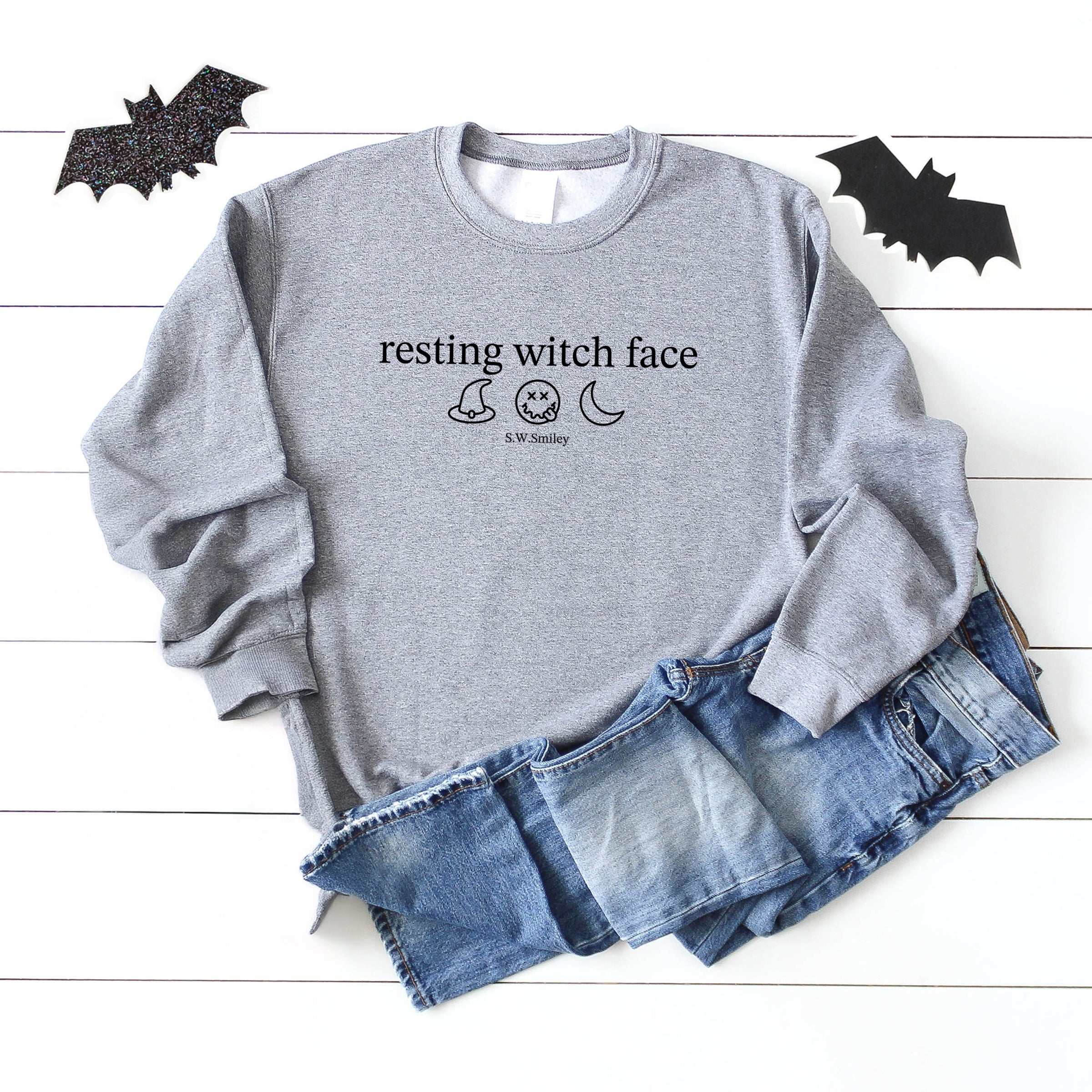 S.W.Smiley Resting Witch Face Typewriter - Women's Graphic Sweatshirt