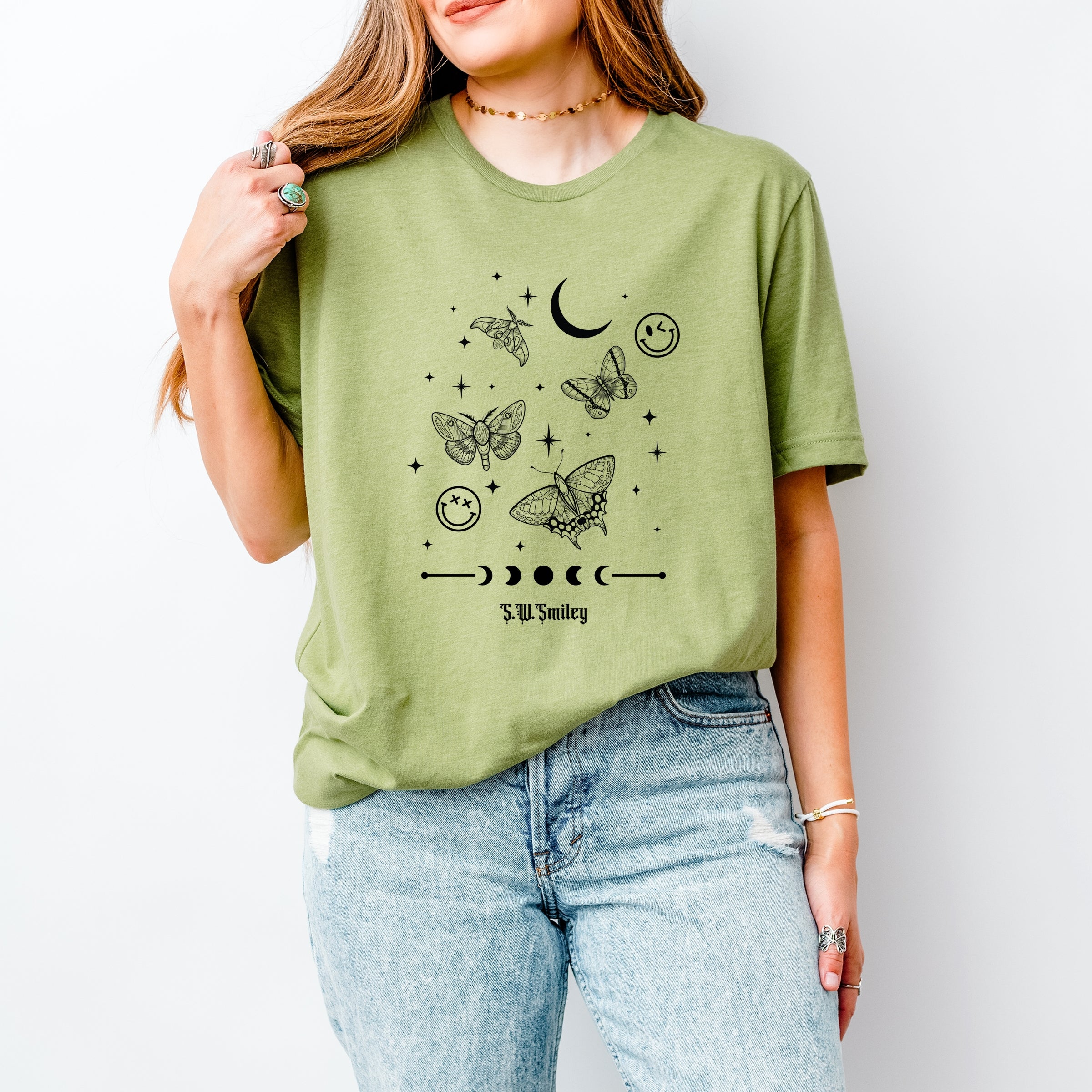 S.W.Smiley Witchy Moth - Women's Short Sleeve Graphic T-Shirt