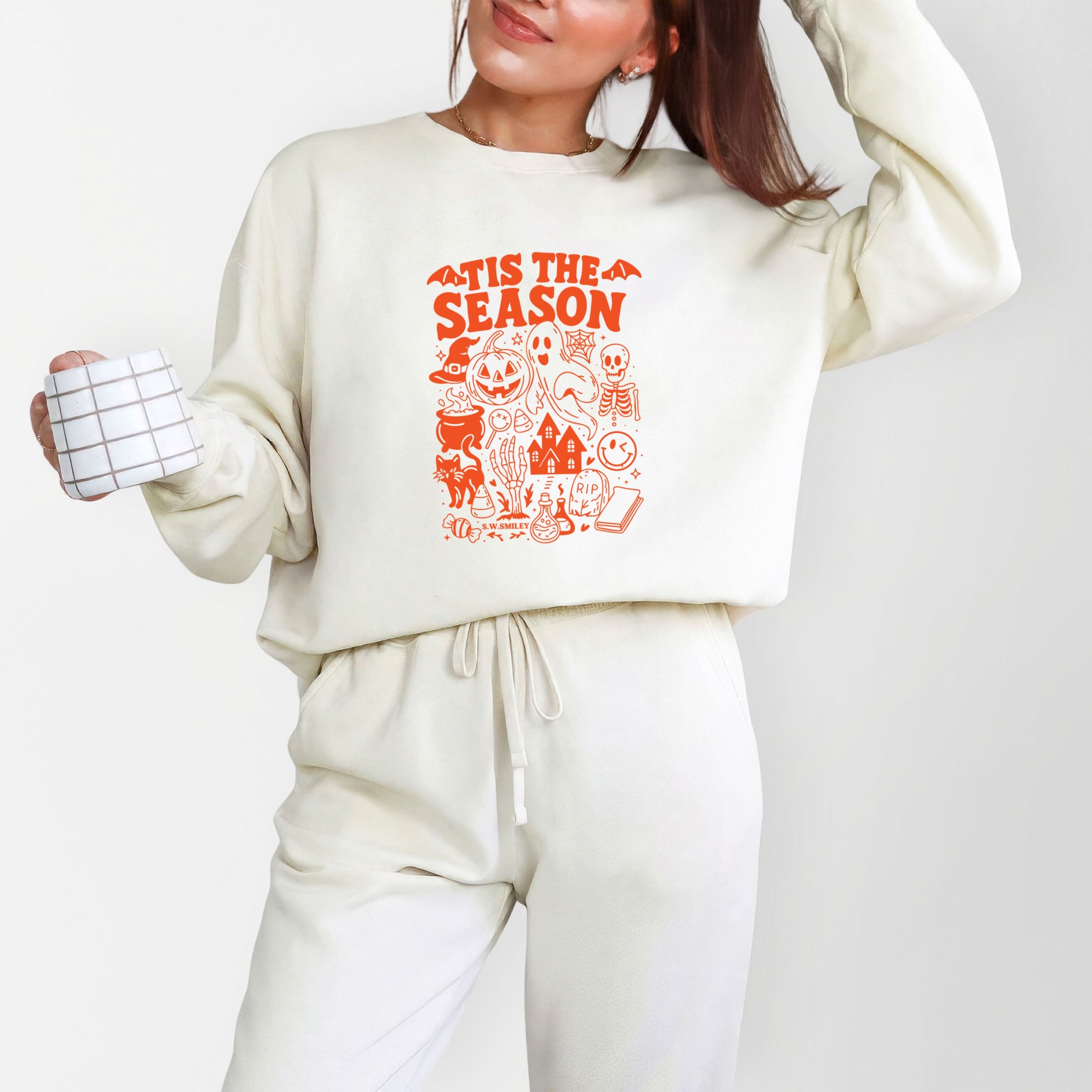 S.W.Smiley Tis The Season Halloween - Women's Lightweight Garment Dyed Sweatshirt