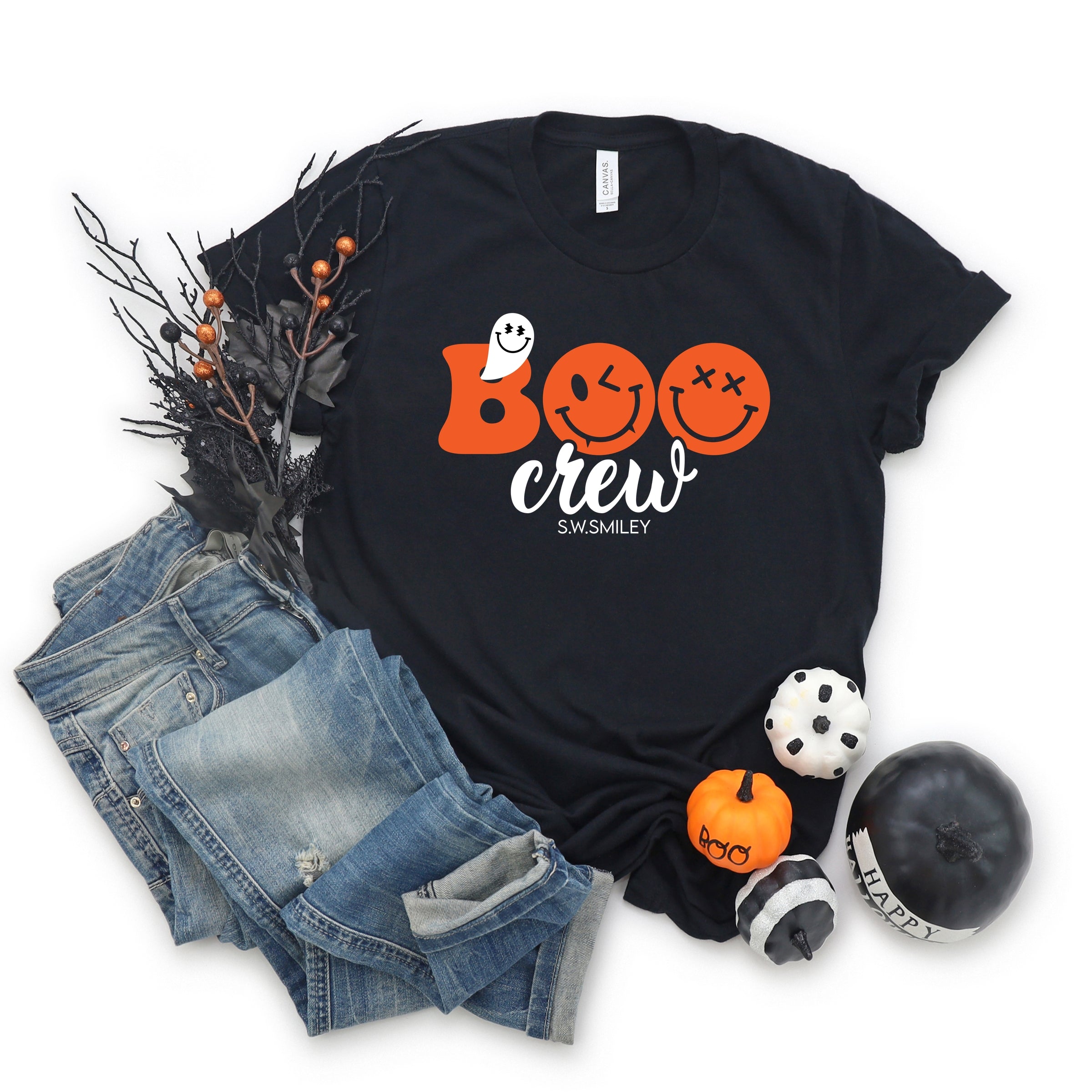 S.W.Smiley Boo Crew - Women's Short Sleeve Graphic T-Shirt