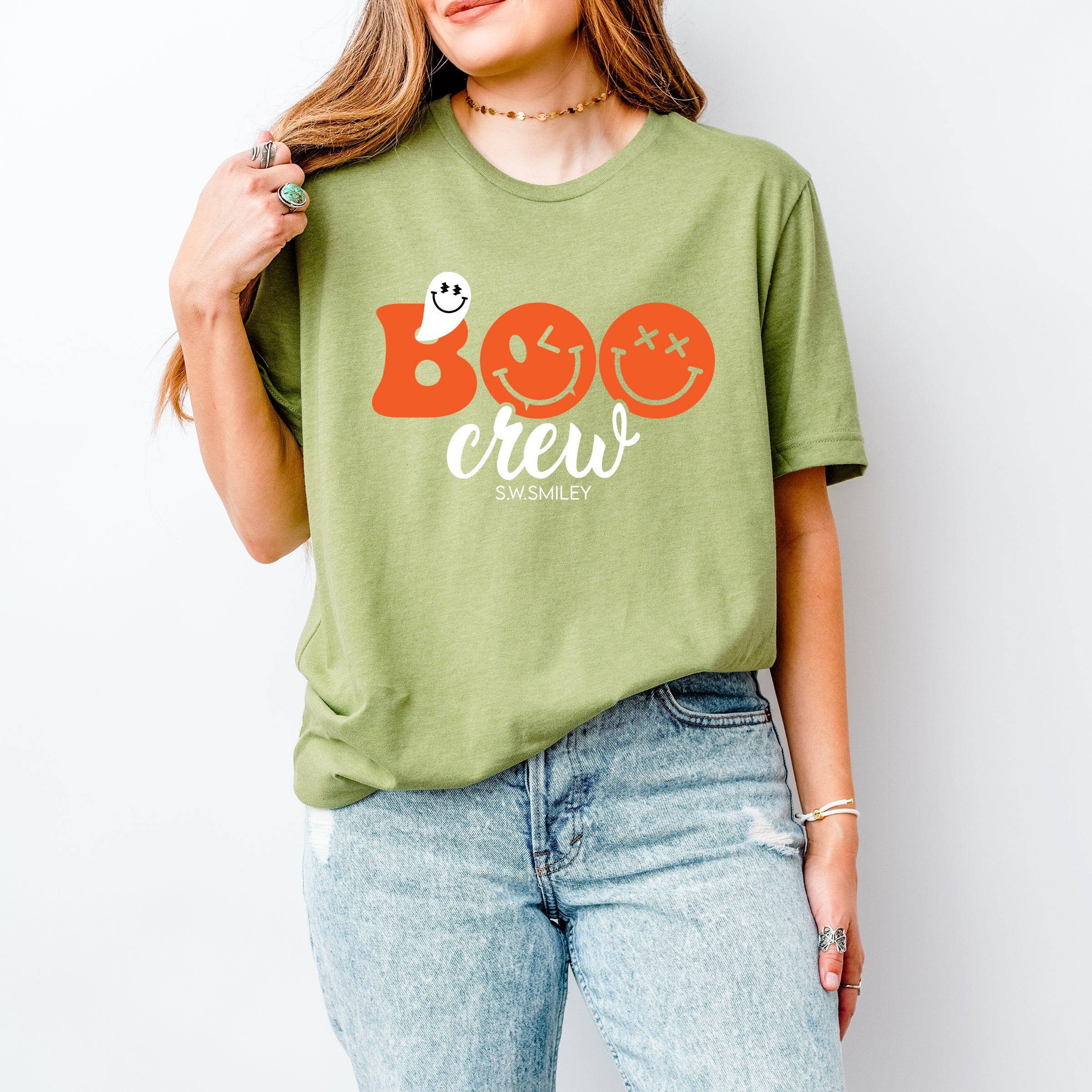 S.W.Smiley Boo Crew - Women's Short Sleeve Graphic T-Shirt