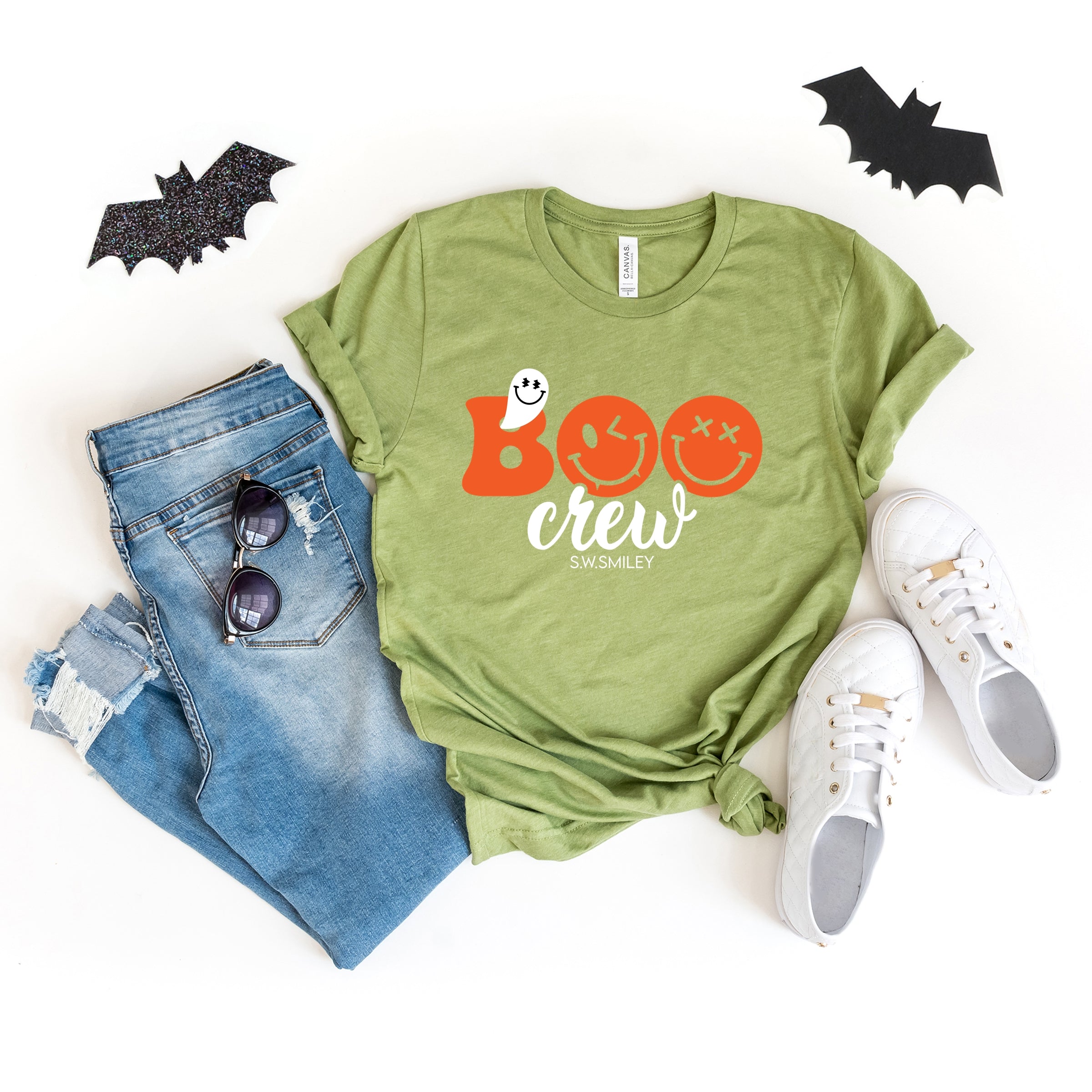 S.W.Smiley Boo Crew - Women's Short Sleeve Graphic T-Shirt