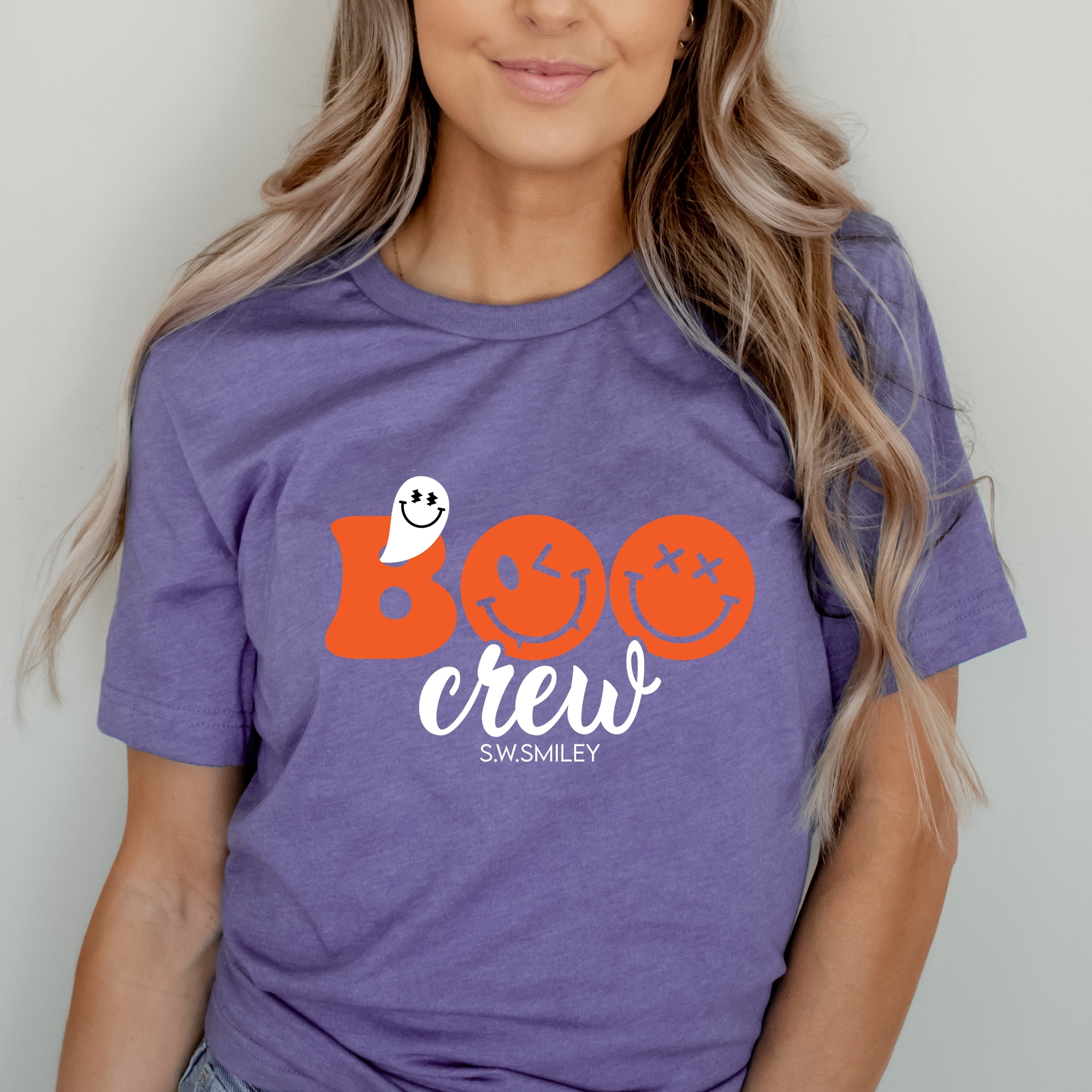 S.W.Smiley Boo Crew - Women's Short Sleeve Graphic T-Shirt