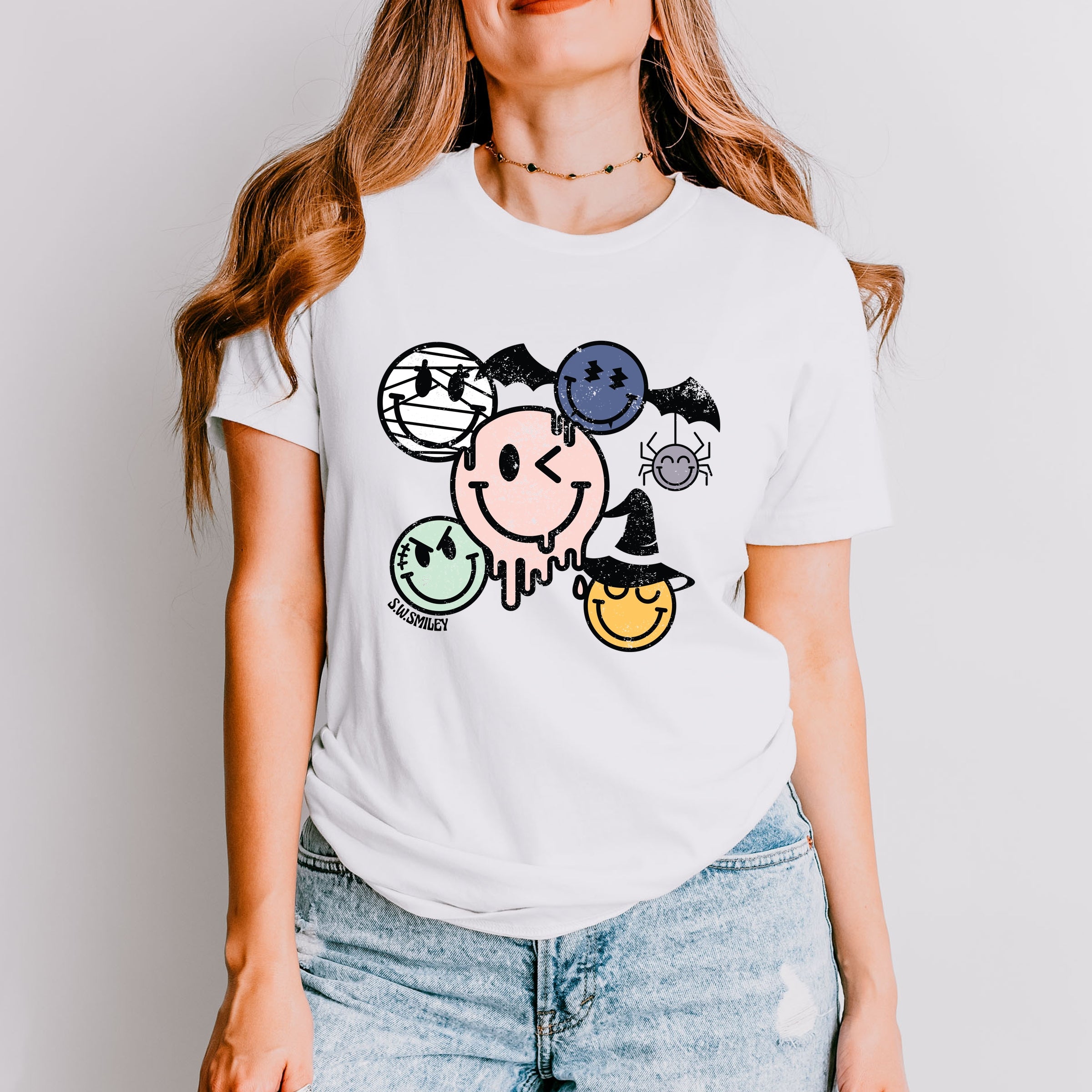 S.W.Smiley Halloween Smileys - Women's Short Sleeve Graphic T-Shirt