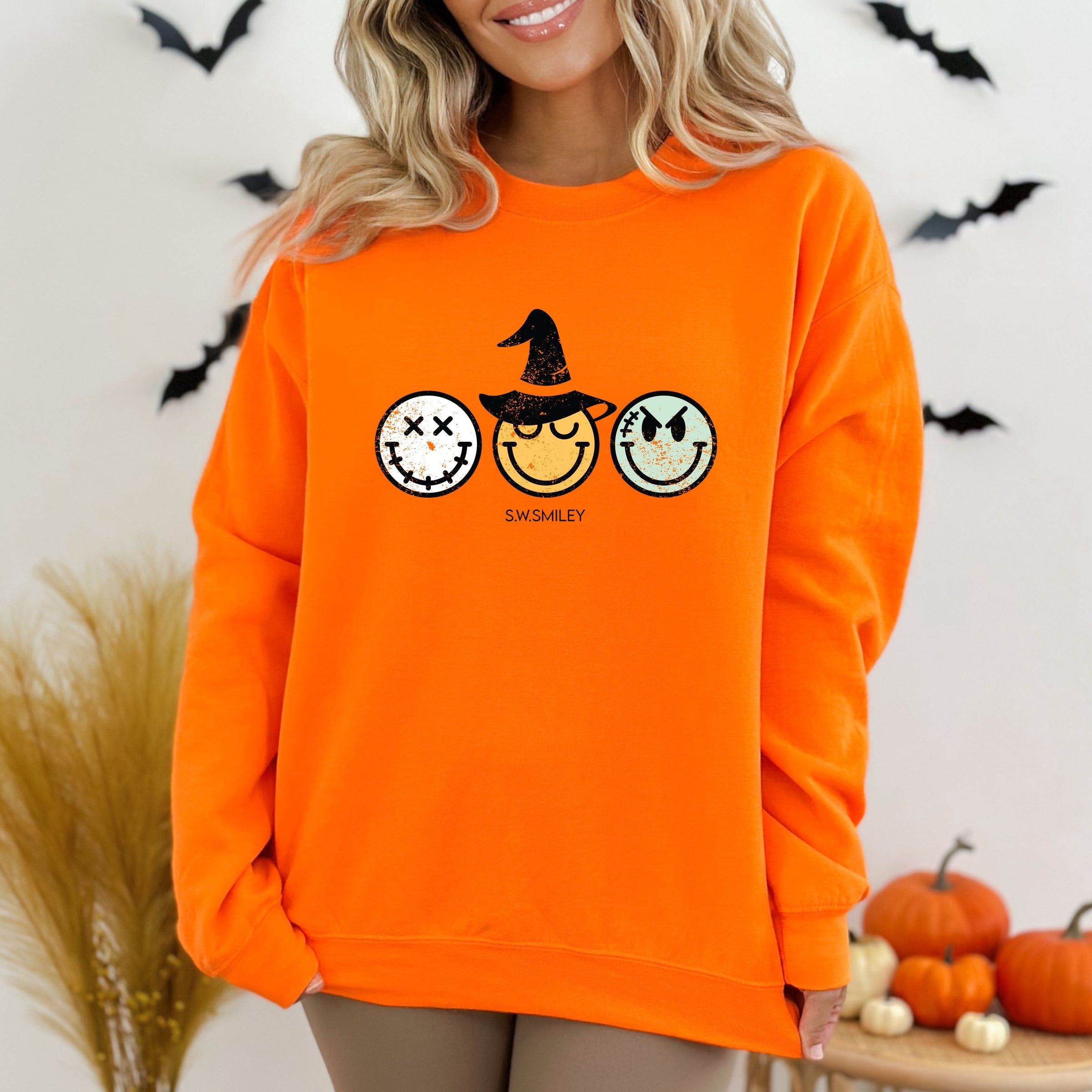 S.W.Smiley Skeleton Witchy Monster - Women's Graphic Sweatshirt