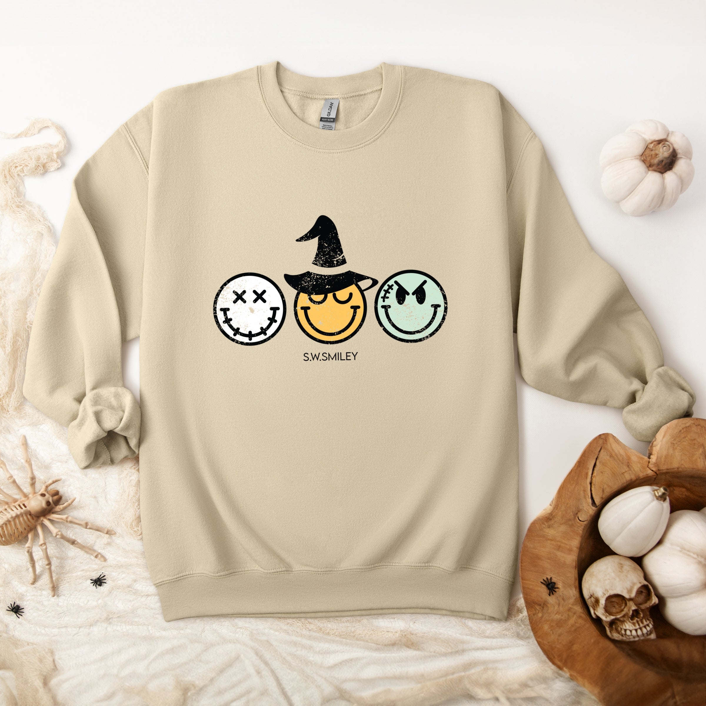 S.W.Smiley Skeleton Witchy Monster - Women's Graphic Sweatshirt