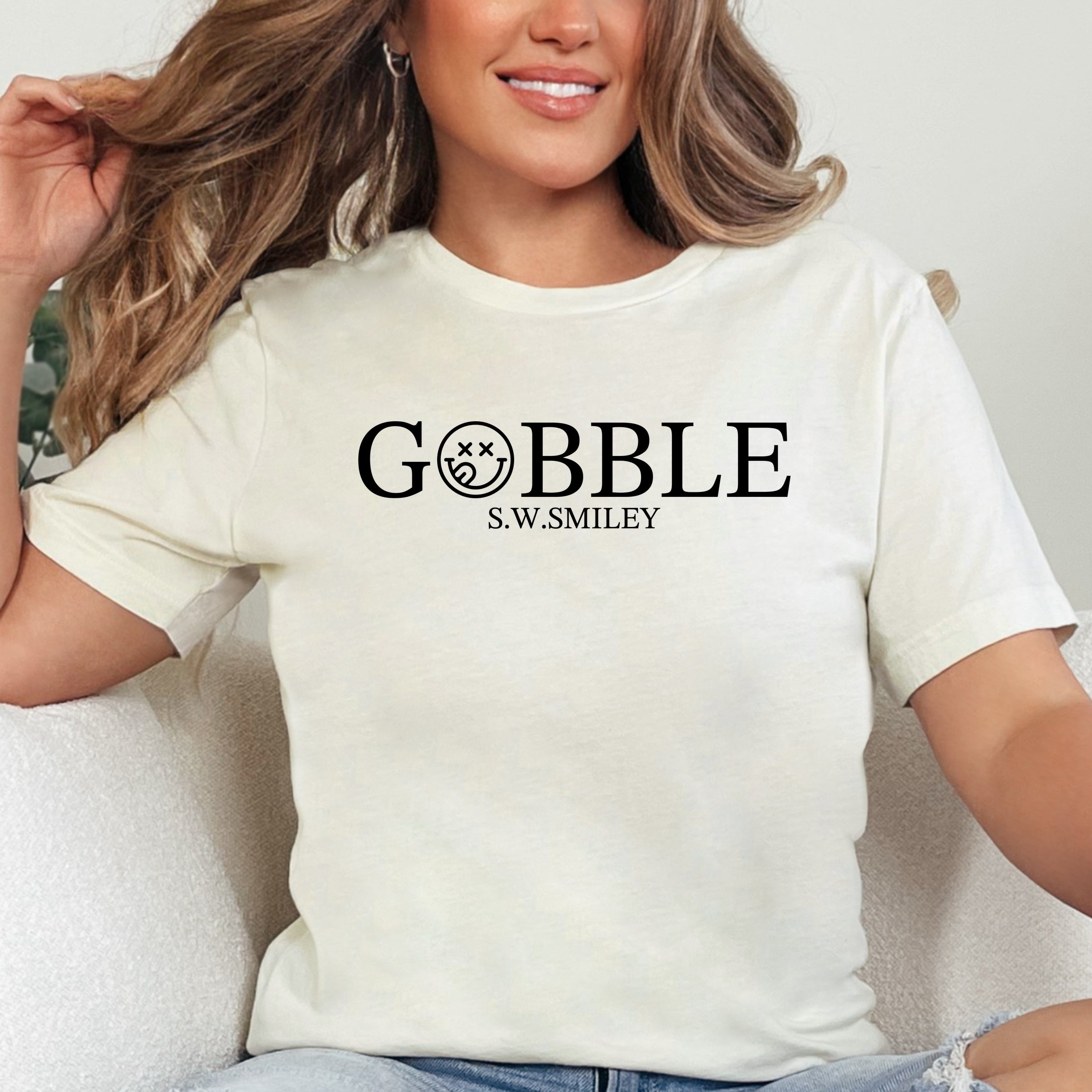 S.W.Smiley Gobble Typewriter - Women's Short Sleeve Graphic T-Shirt