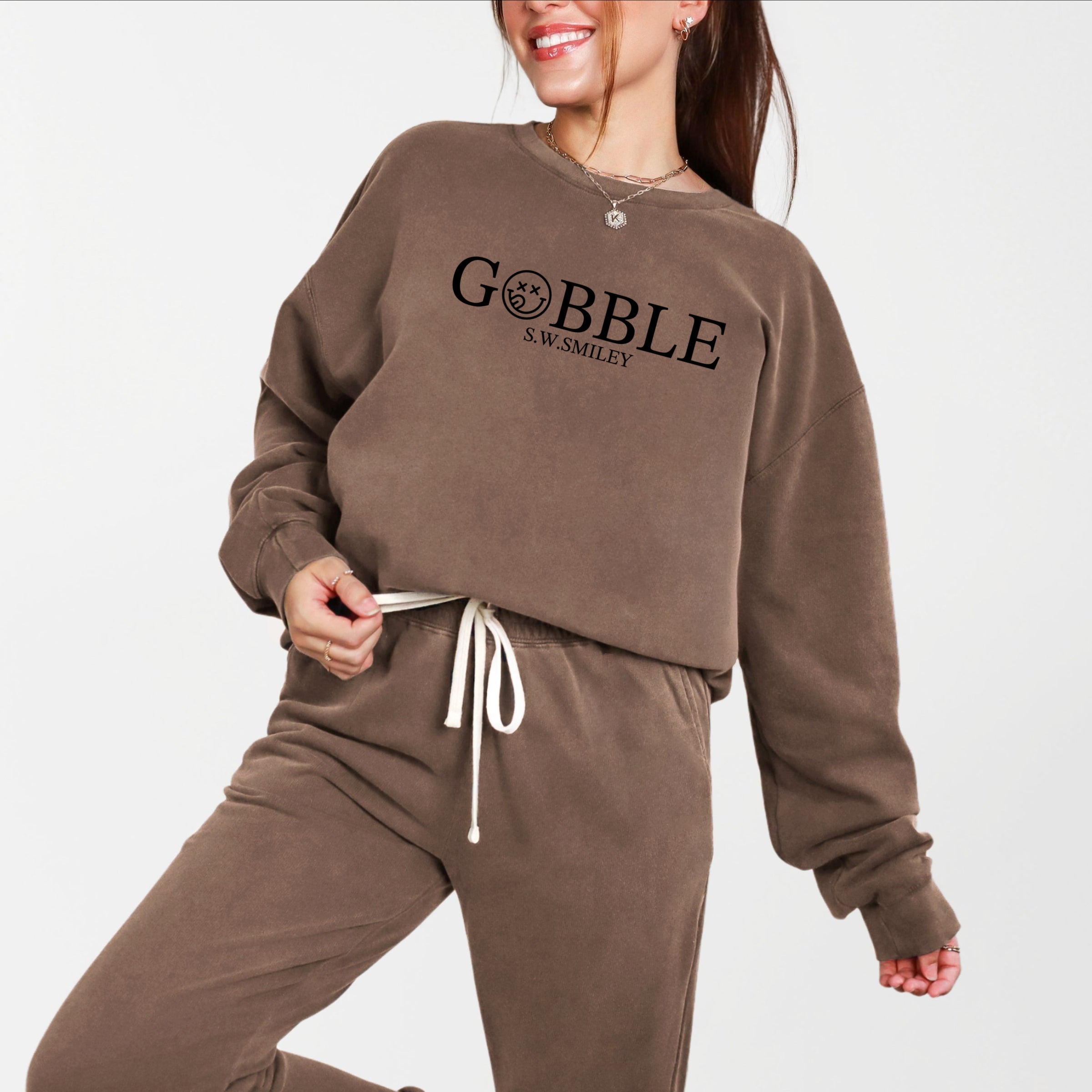 S.W.Smiley Gobble Typewriter - Women's Lightweight Garment Dyed Sweatshirt