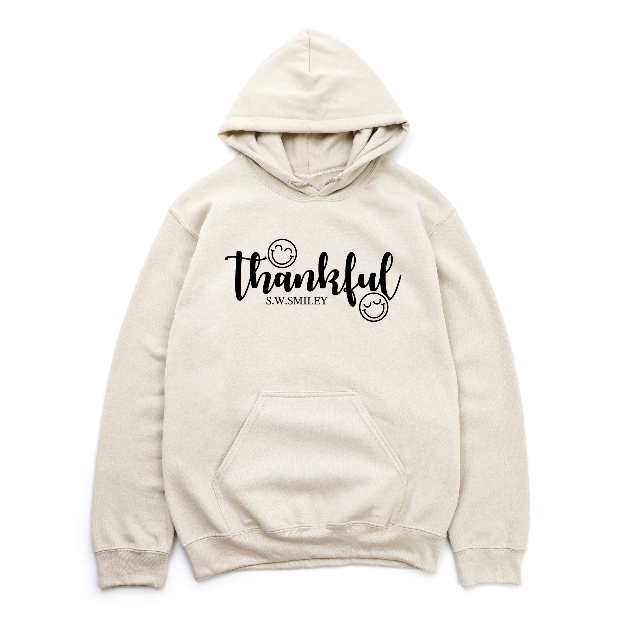 S.W.Smiley Thankful Cursive - Women's Graphic Hoodie