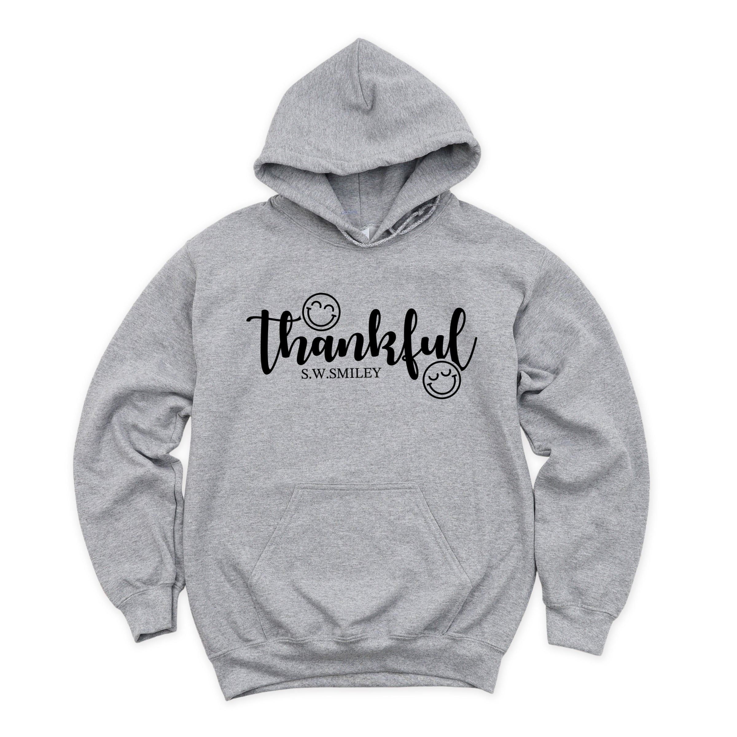 S.W.Smiley Thankful Cursive - Women's Graphic Hoodie