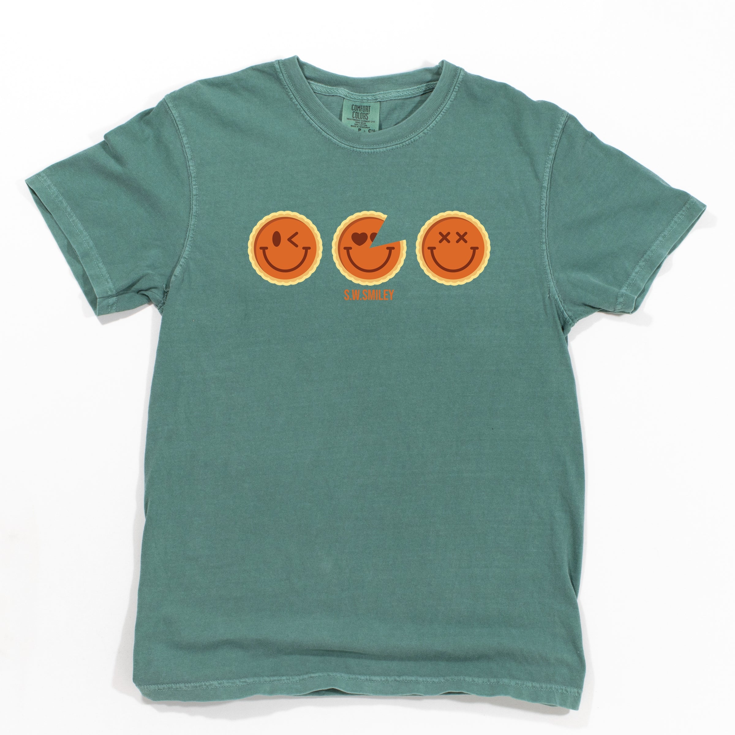 S.W.Smiley Pumpkin Pies - Women's Garment Dyed Graphic T-Shirt