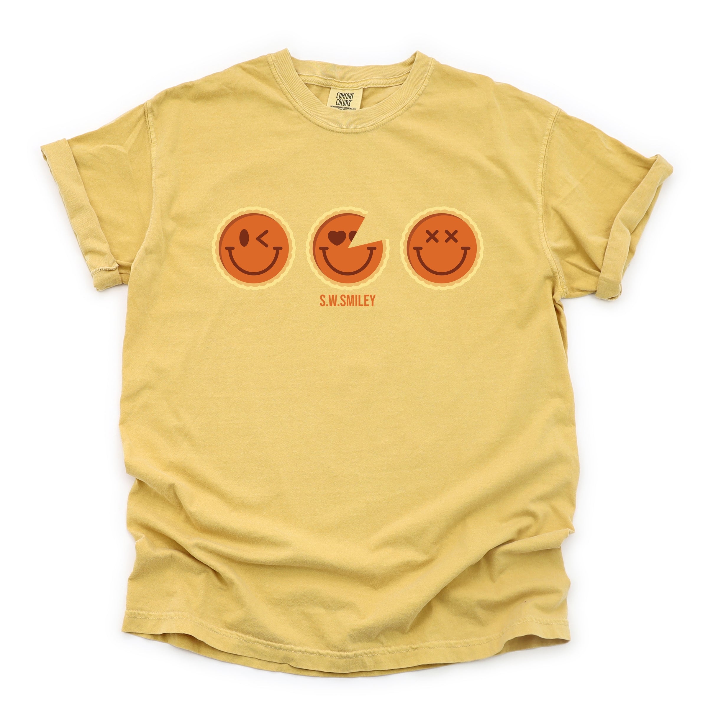 S.W.Smiley Pumpkin Pies - Women's Garment Dyed Graphic T-Shirt