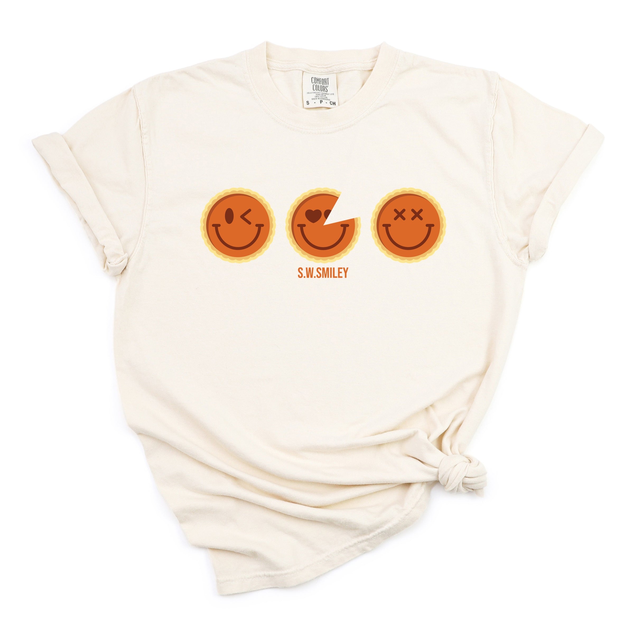 S.W.Smiley Pumpkin Pies - Women's Garment Dyed Graphic T-Shirt