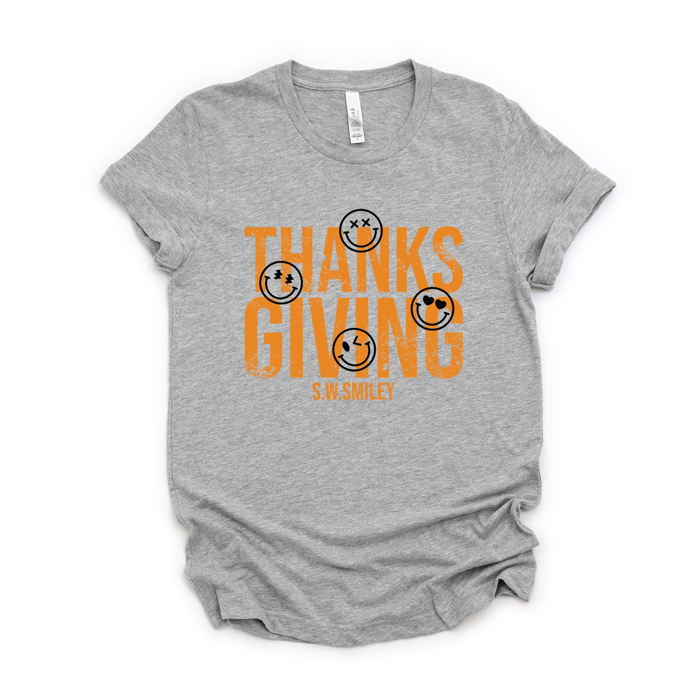 S.W.Smiley Thanksgiving Distressed - Women's Short Sleeve Graphic T-Shirt
