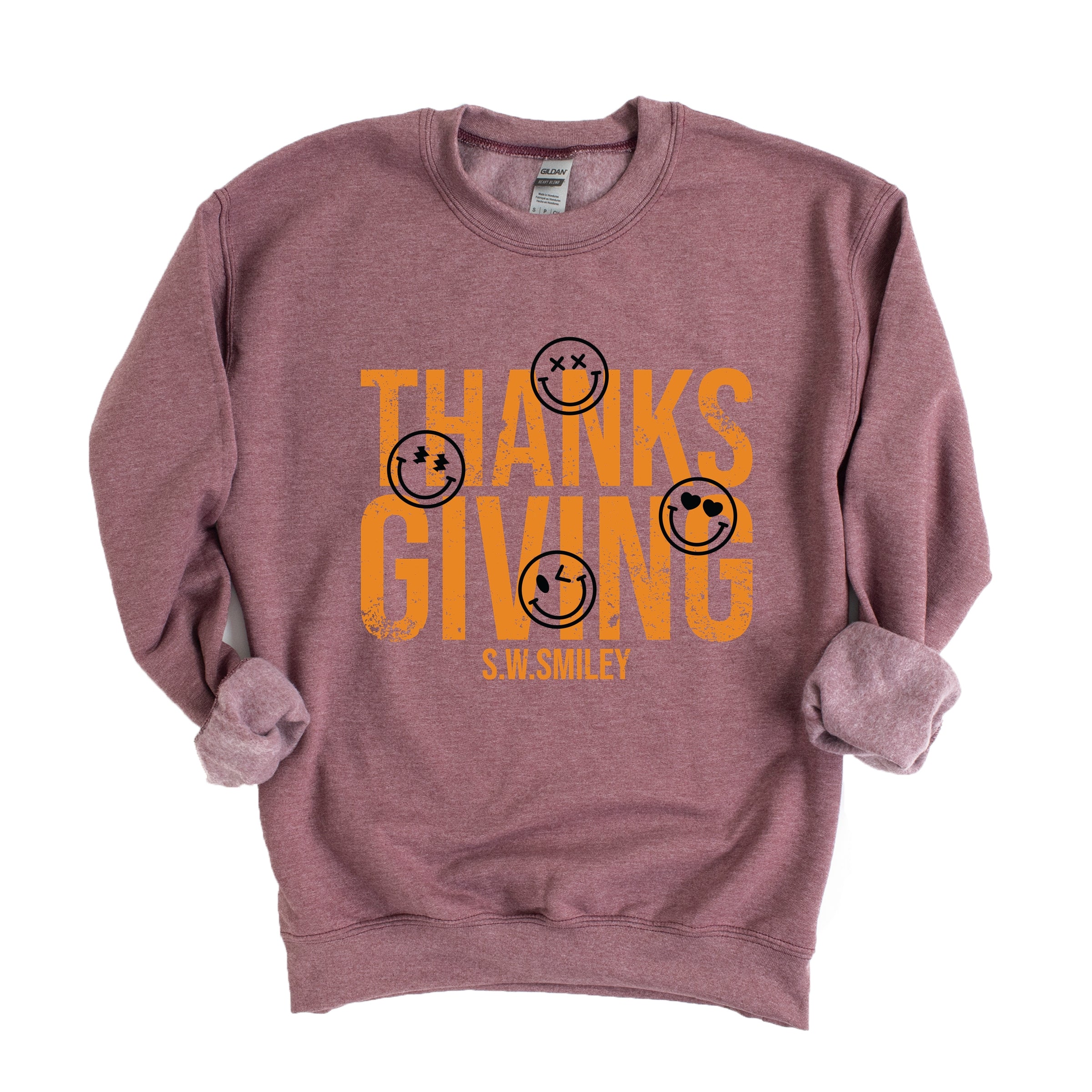 S.W.Smiley Thanksgiving Distressed - Women's Graphic Sweatshirt
