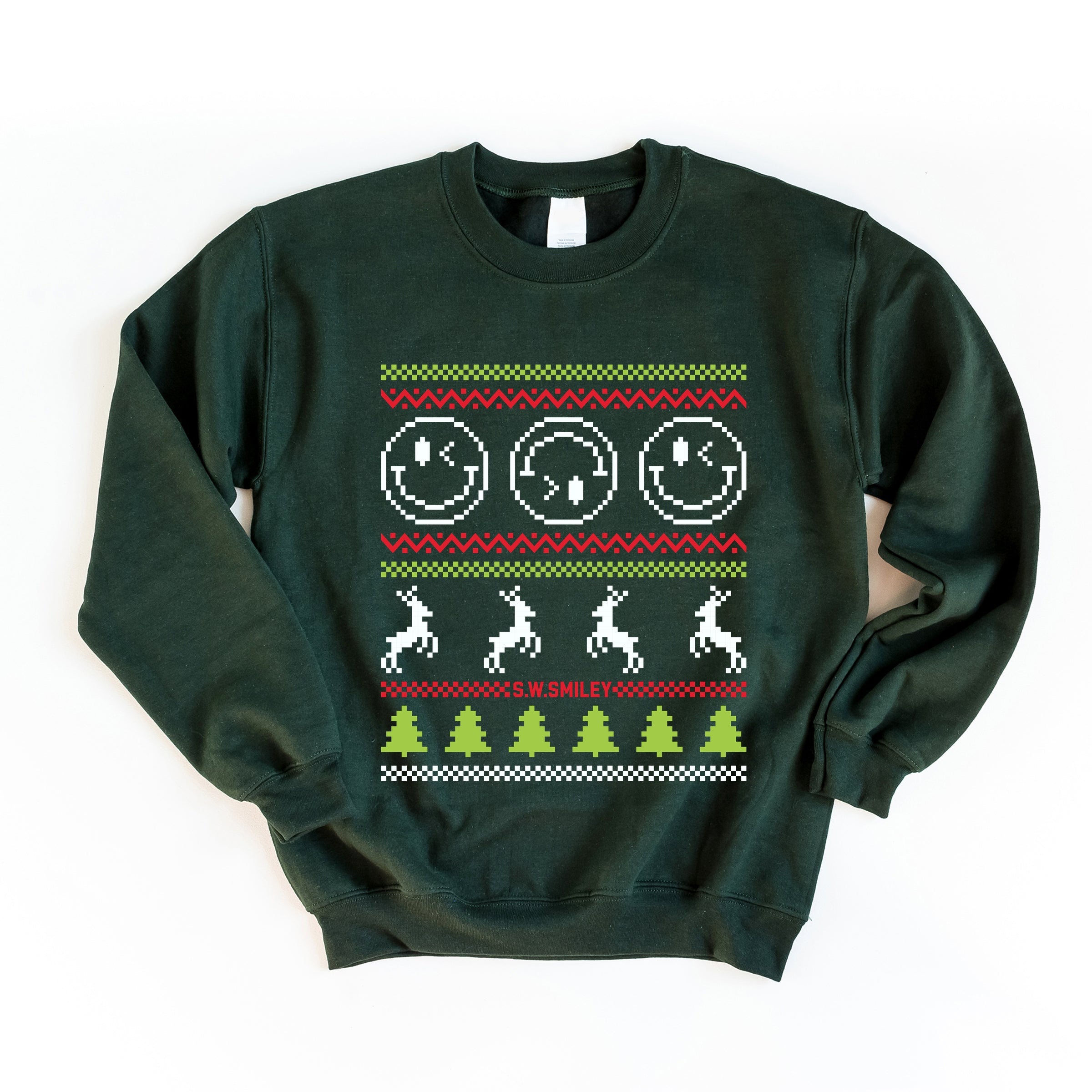 S.W.Smiley Ugly Christmas Sweater Pixels - Women's Graphic Sweatshirt