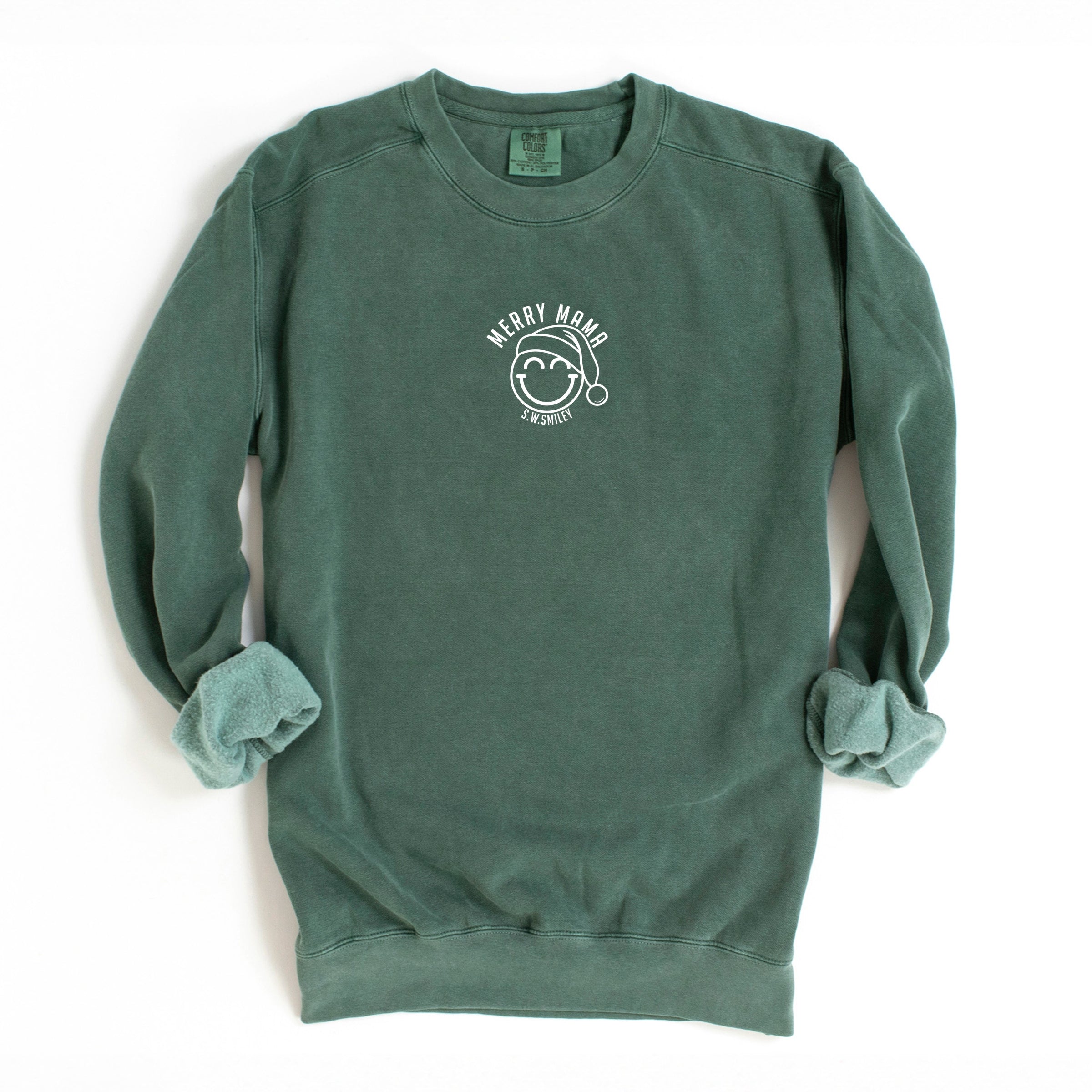 S.W.Smiley Merry Mama Outline - Women's Garment Dyed Graphic Sweatshirt