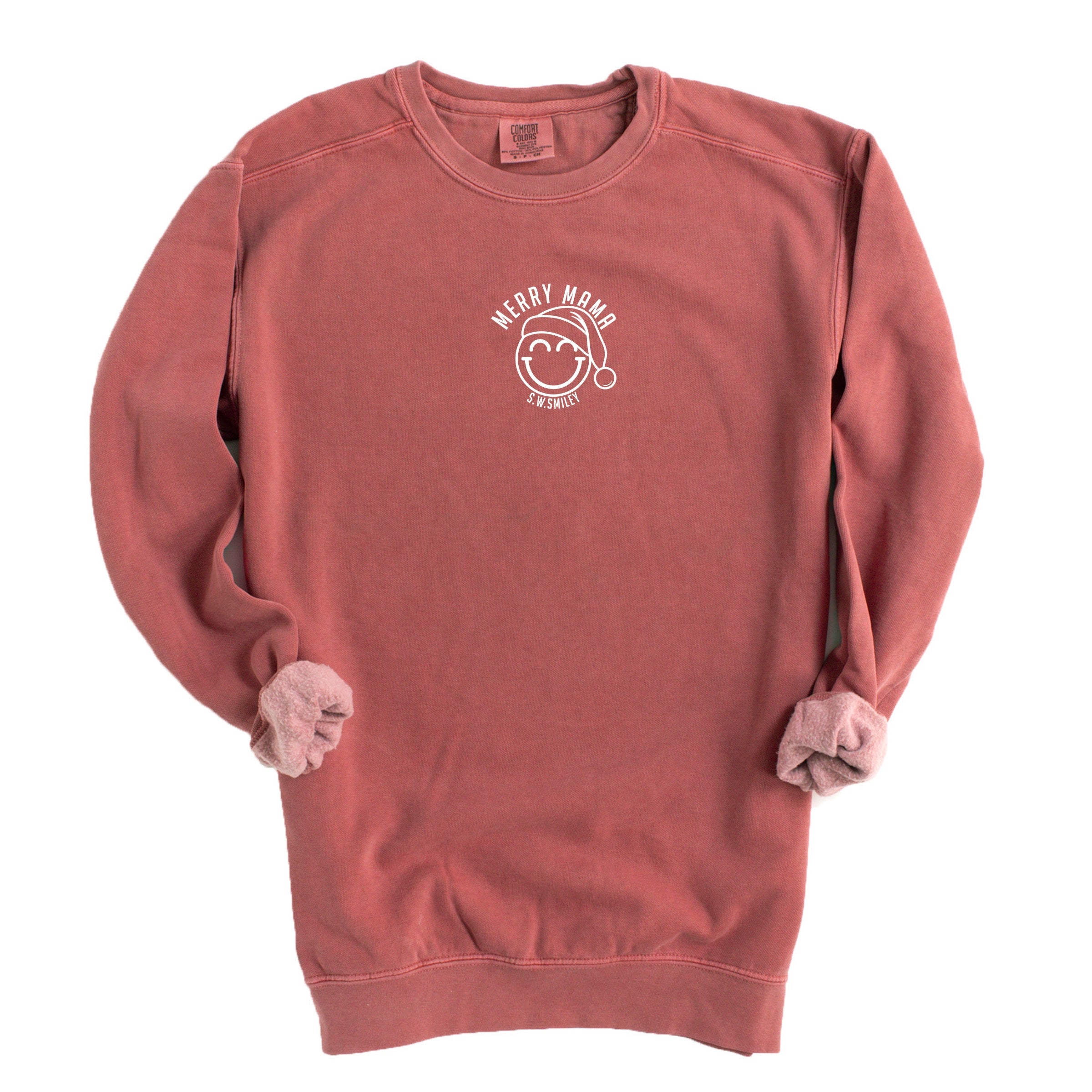 S.W.Smiley Merry Mama Outline - Women's Garment Dyed Graphic Sweatshirt