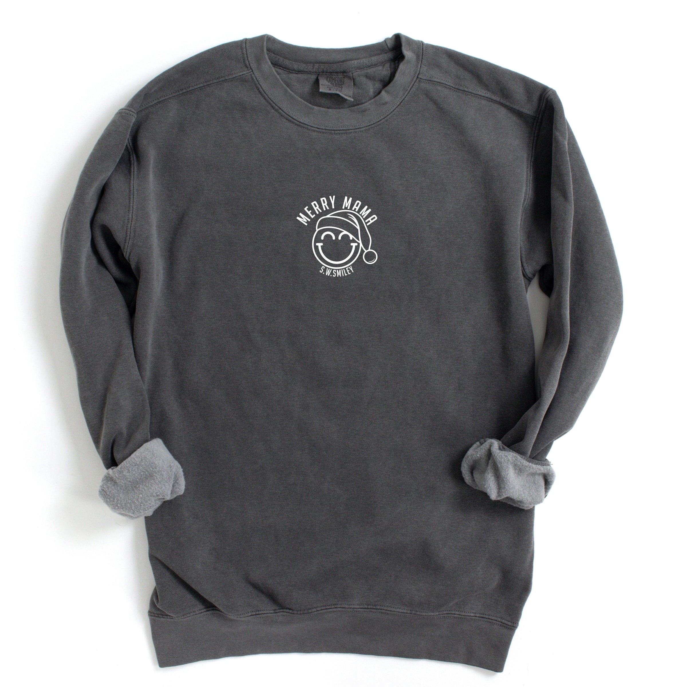 S.W.Smiley Merry Mama Outline - Women's Garment Dyed Graphic Sweatshirt