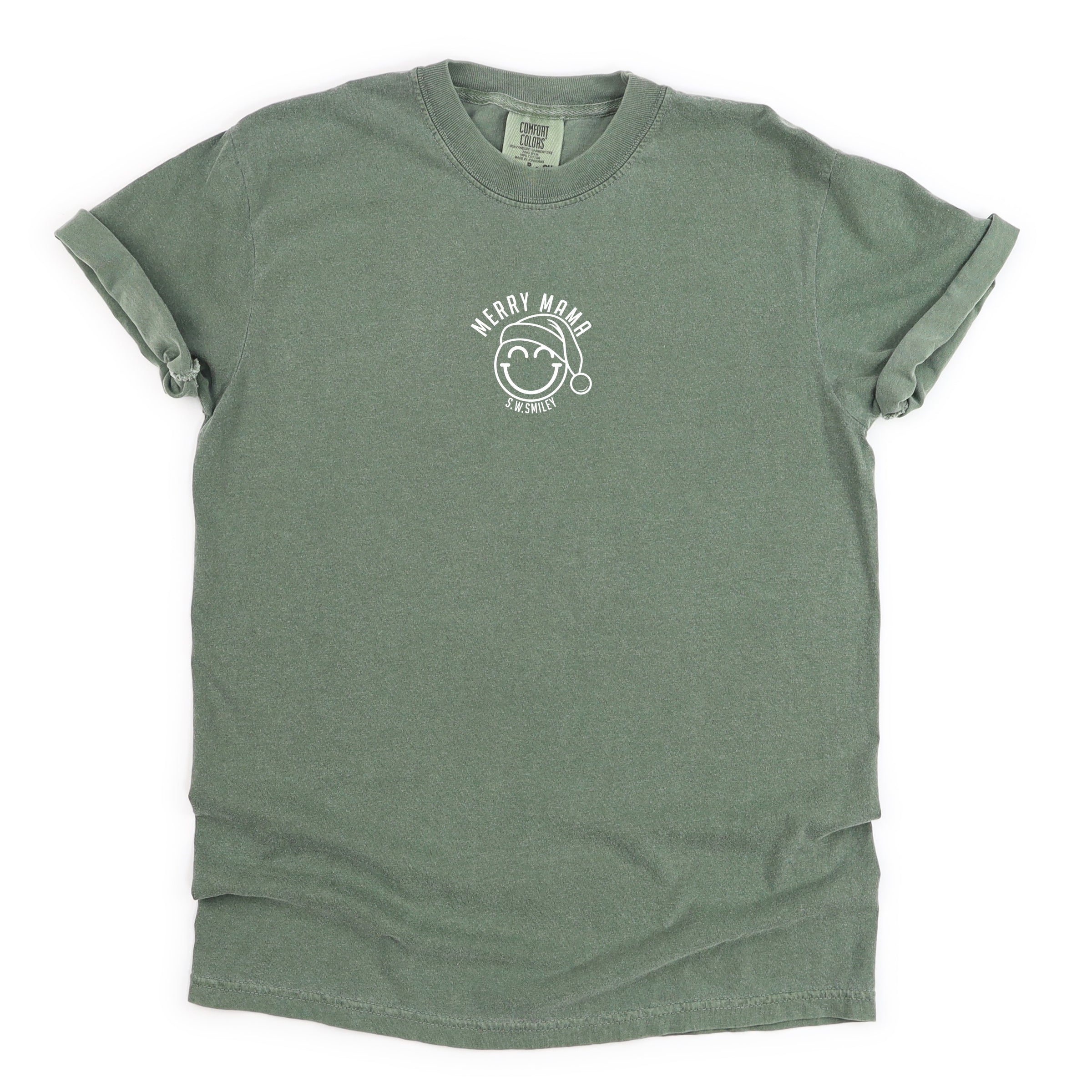 S.W.Smiley Merry Mama Outline - Women's Garment Dyed Graphic T-Shirt