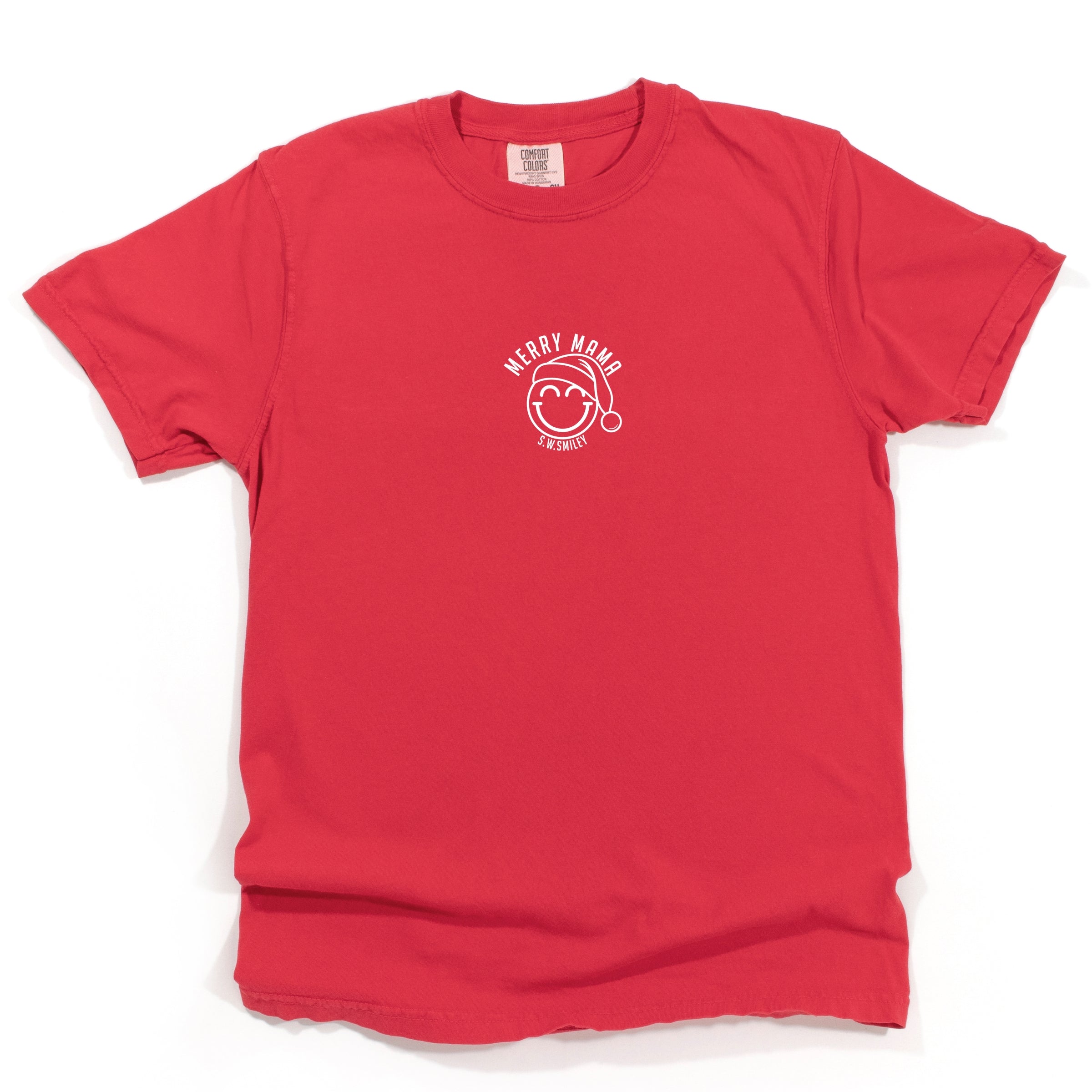 S.W.Smiley Merry Mama Outline - Women's Garment Dyed Graphic T-Shirt