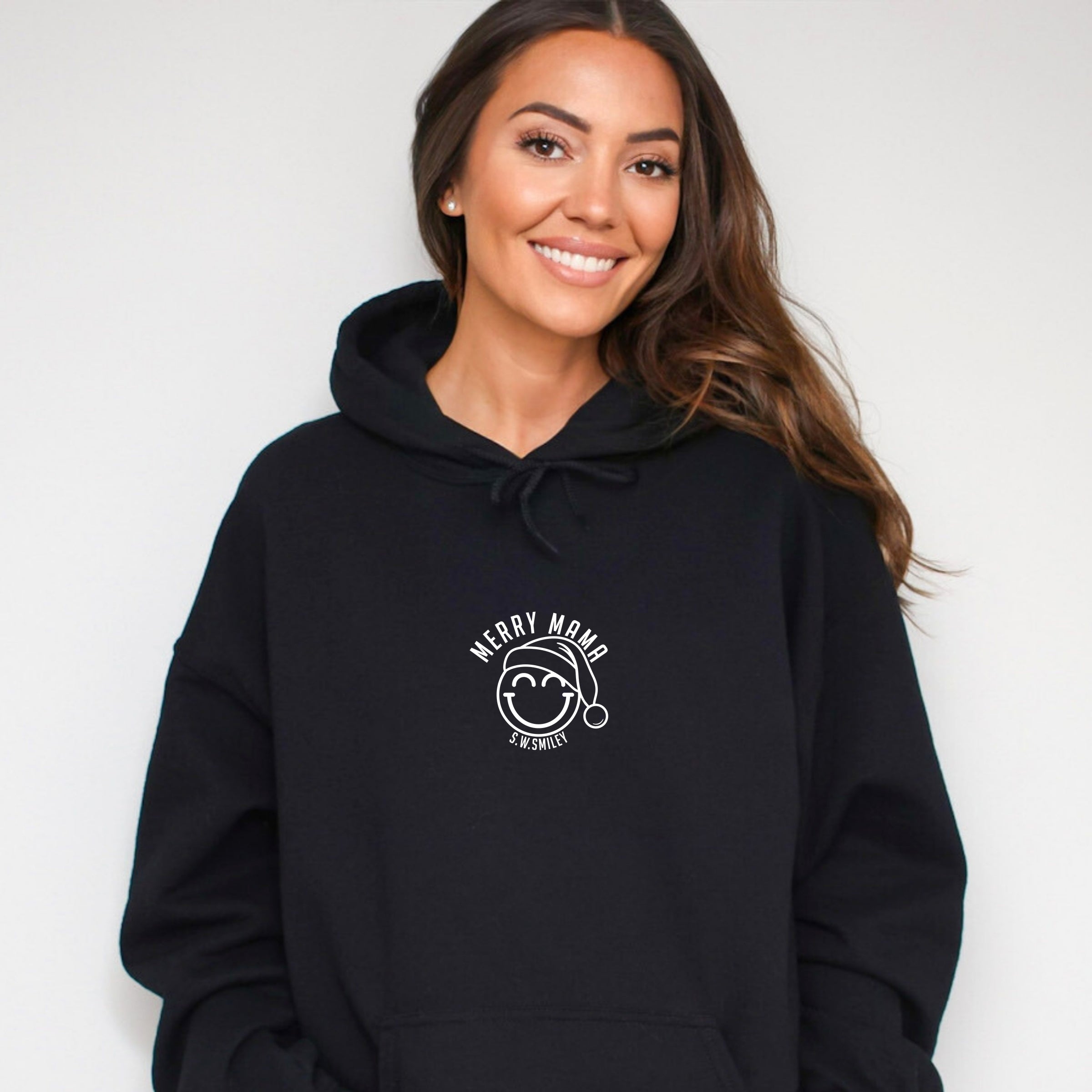 S.W.Smiley Merry Mama Outline - Women's Graphic Hoodie