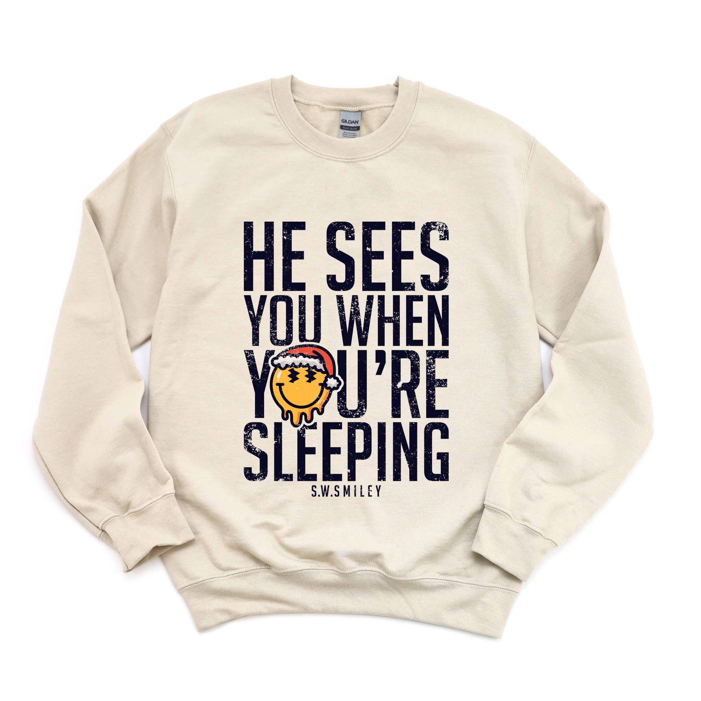 S.W.Smiley He Sees You When You're Sleeping - Women's Graphic Sweatshirt