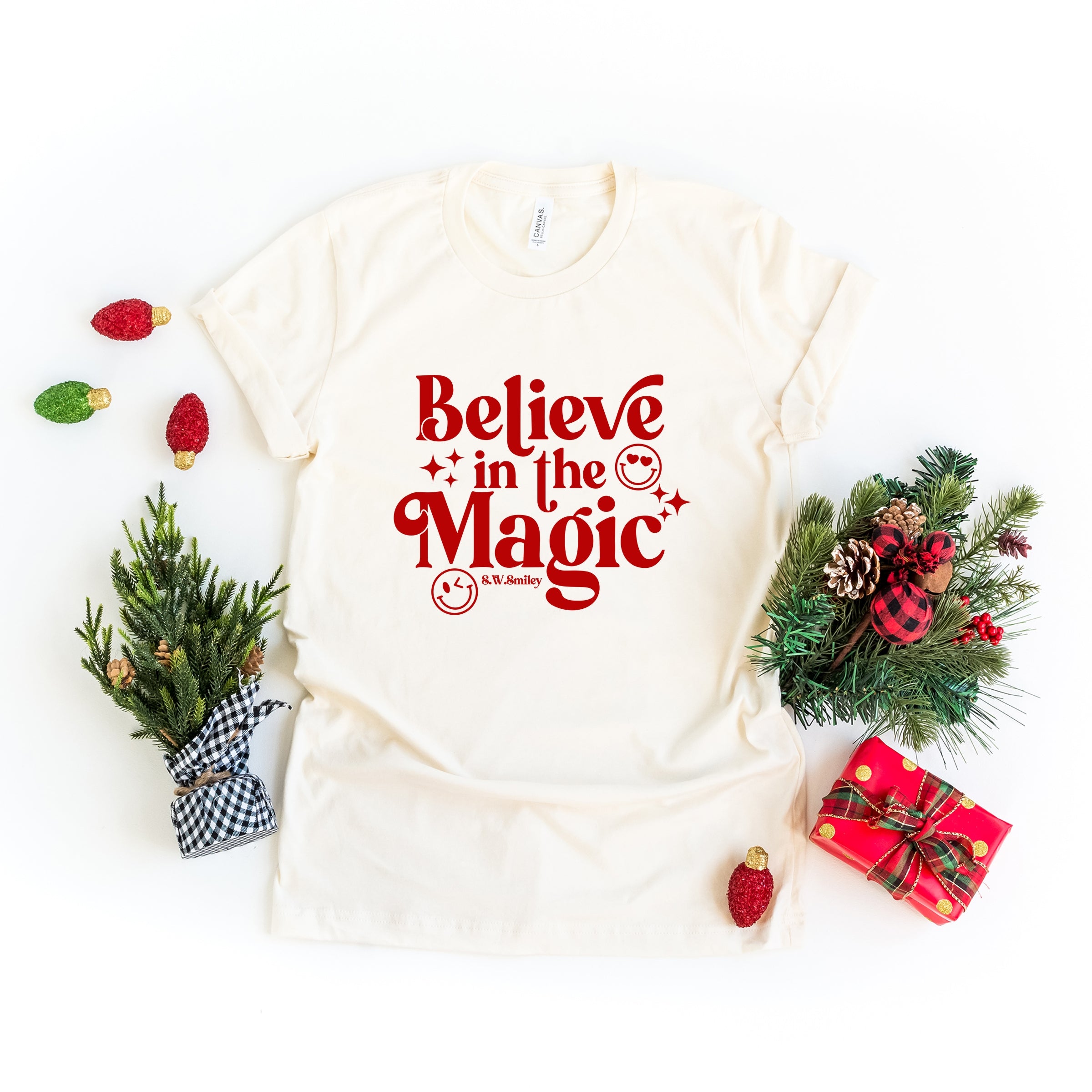 S.W.Smiley Believe in Magic Sparkle - Women's Short Sleeve Graphic T-Shirt