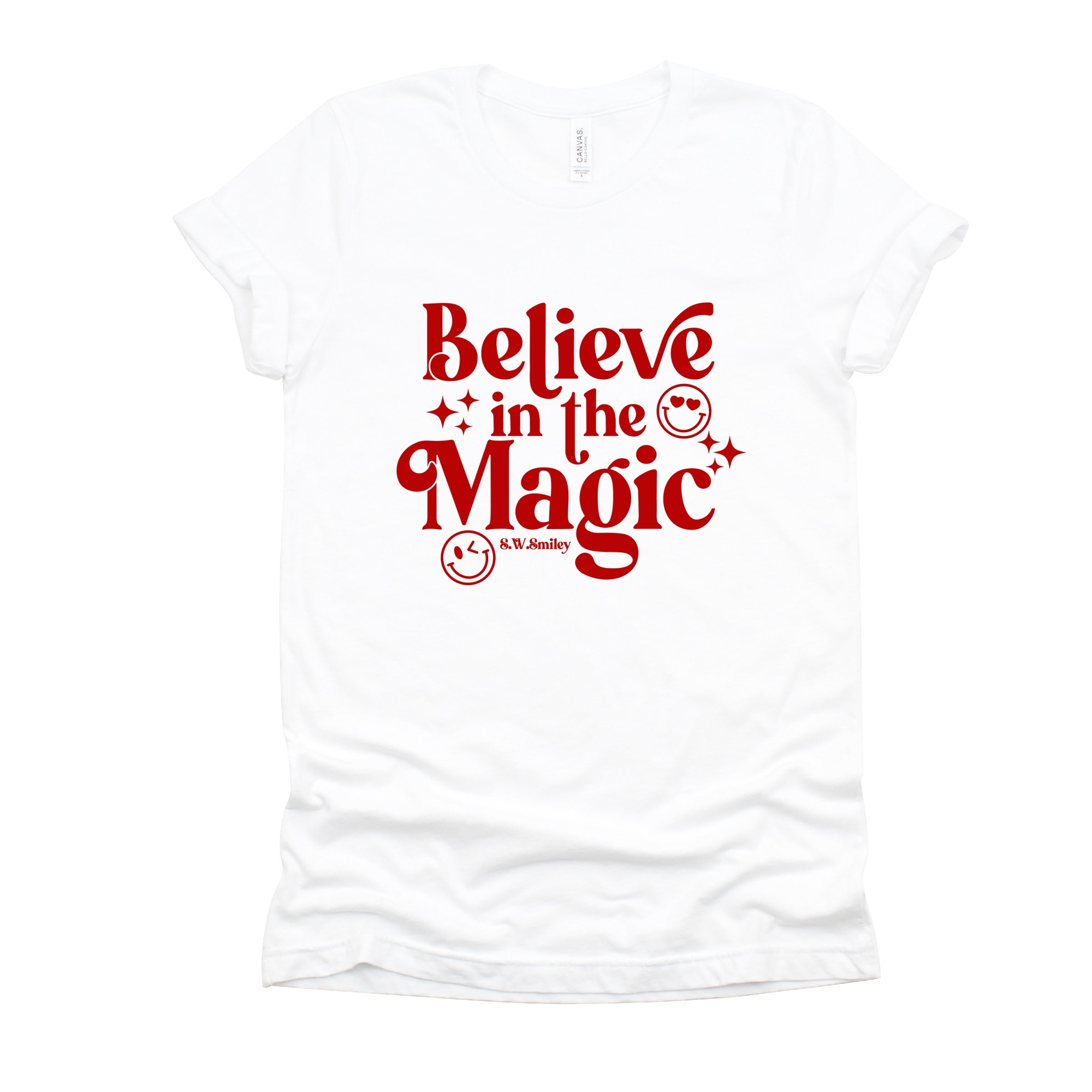 S.W.Smiley Believe in Magic Sparkle - Women's Short Sleeve Graphic T-Shirt