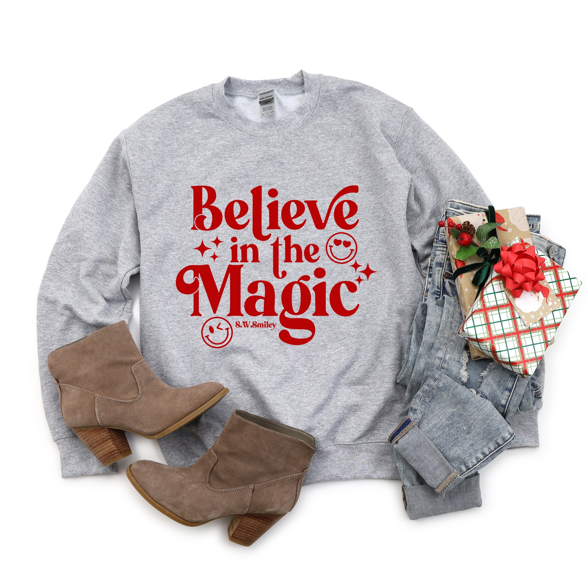 S.W.Smiley Believe in Magic Sparkle - Women's Graphic Sweatshirt