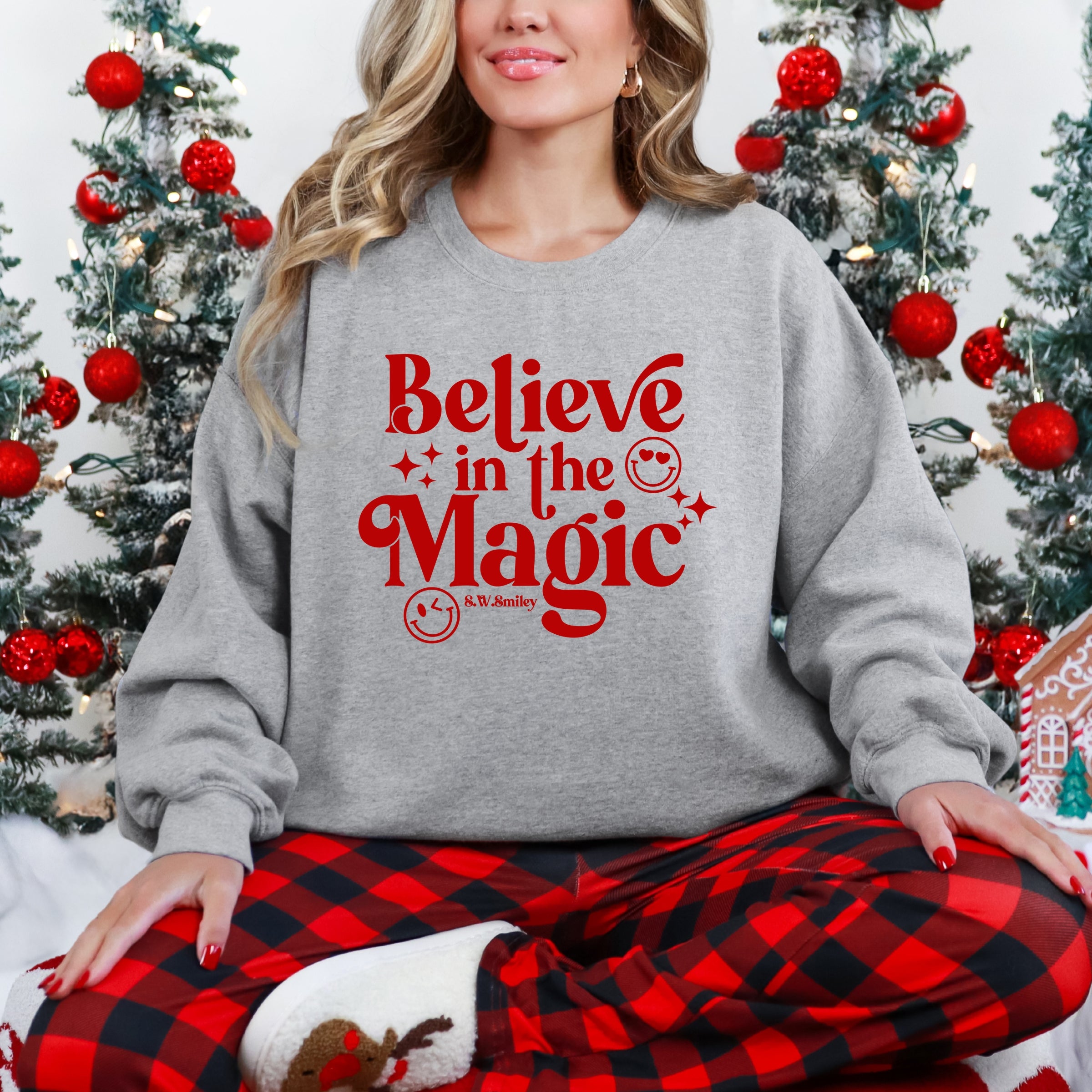 S.W.Smiley Believe in Magic Sparkle - Women's Graphic Sweatshirt
