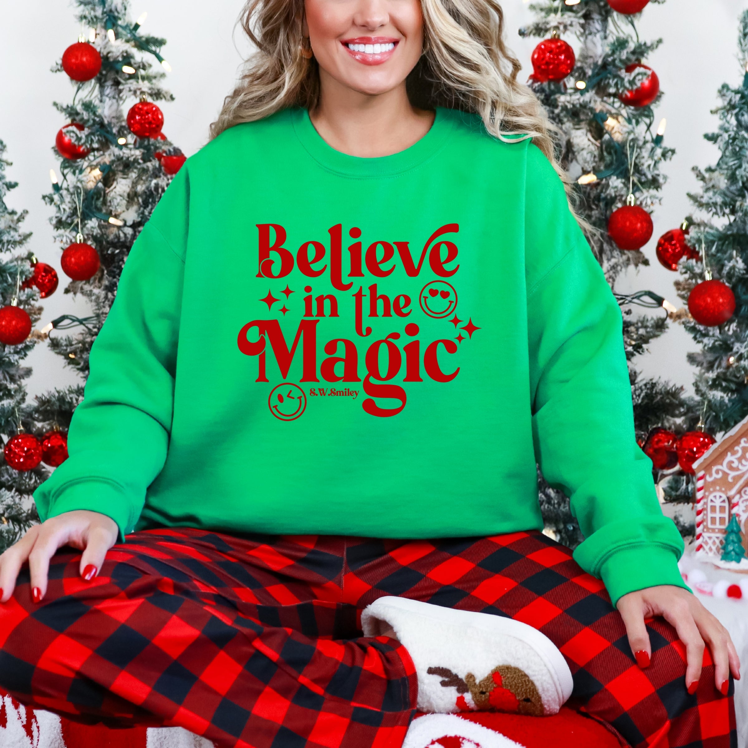 S.W.Smiley Believe in Magic Sparkle - Women's Graphic Sweatshirt