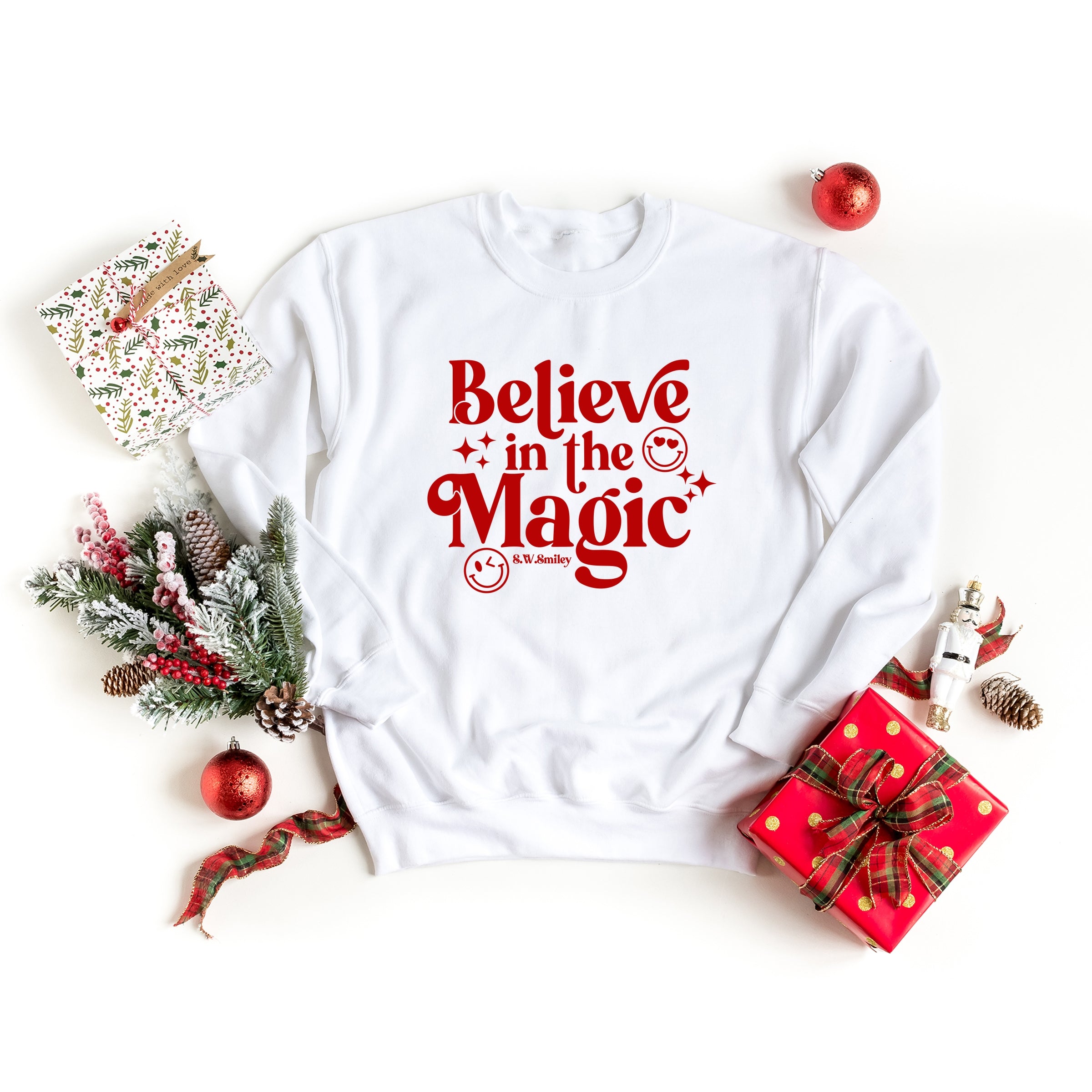 S.W.Smiley Believe in Magic Sparkle - Women's Graphic Sweatshirt