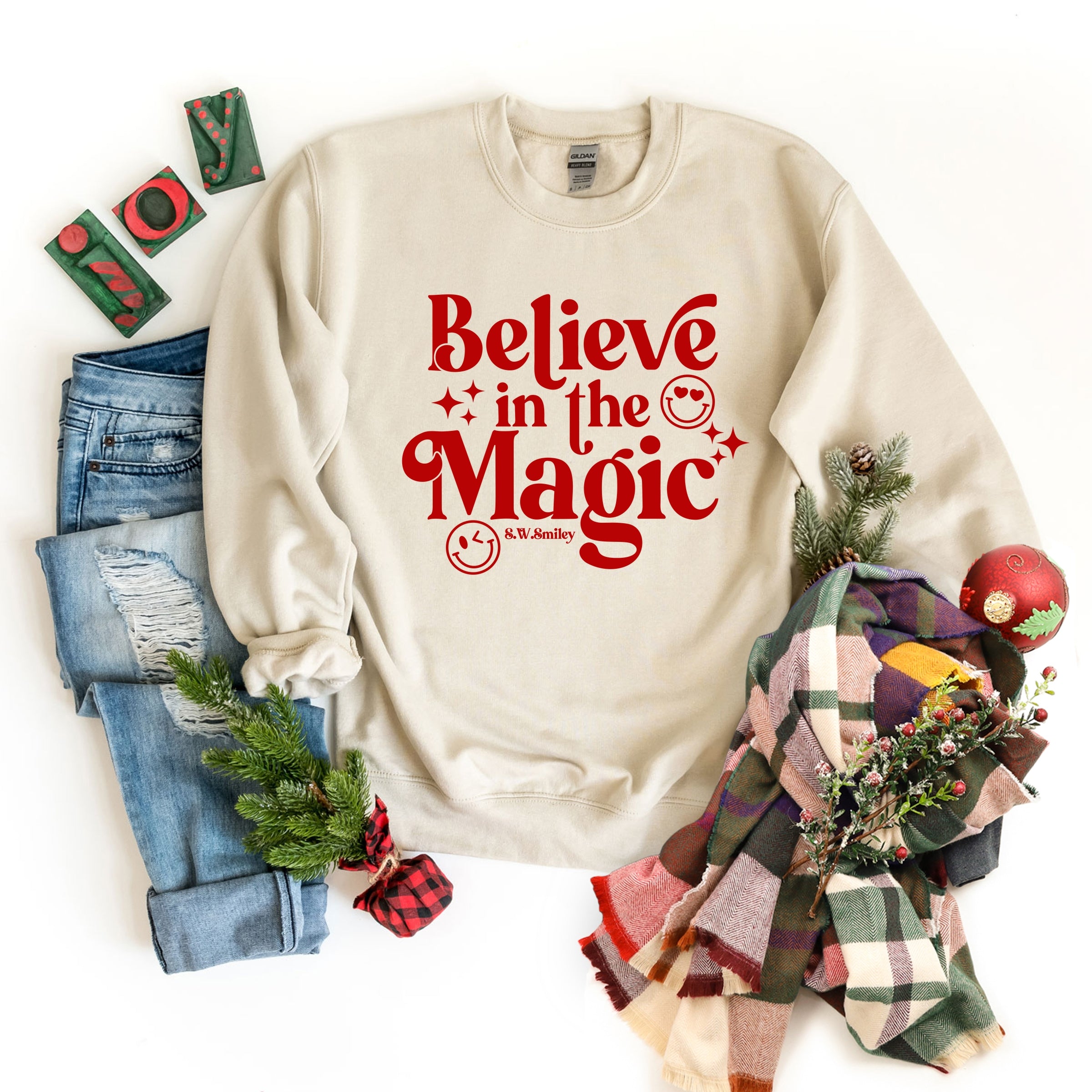 S.W.Smiley Believe in Magic Sparkle - Women's Graphic Sweatshirt