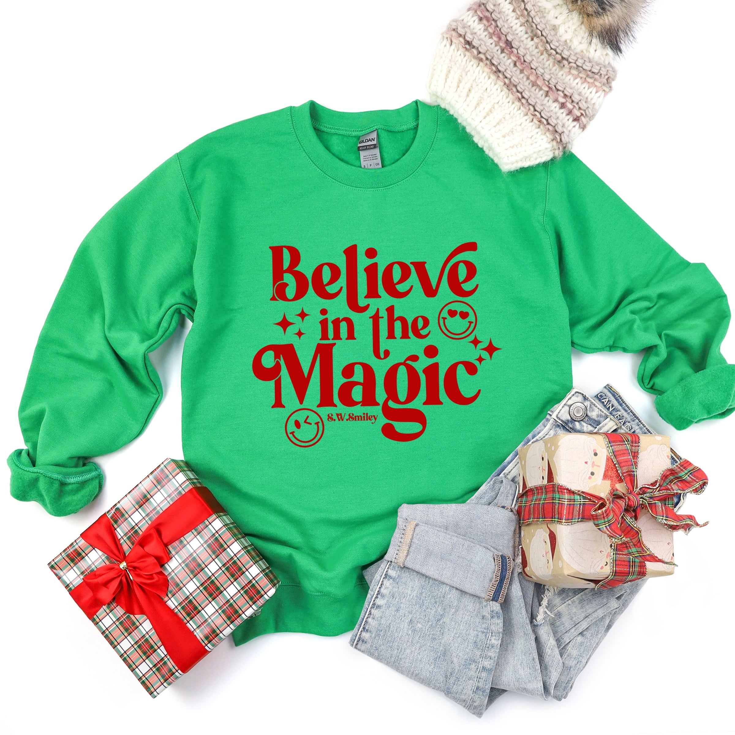 S.W.Smiley Believe in Magic Sparkle - Women's Graphic Sweatshirt