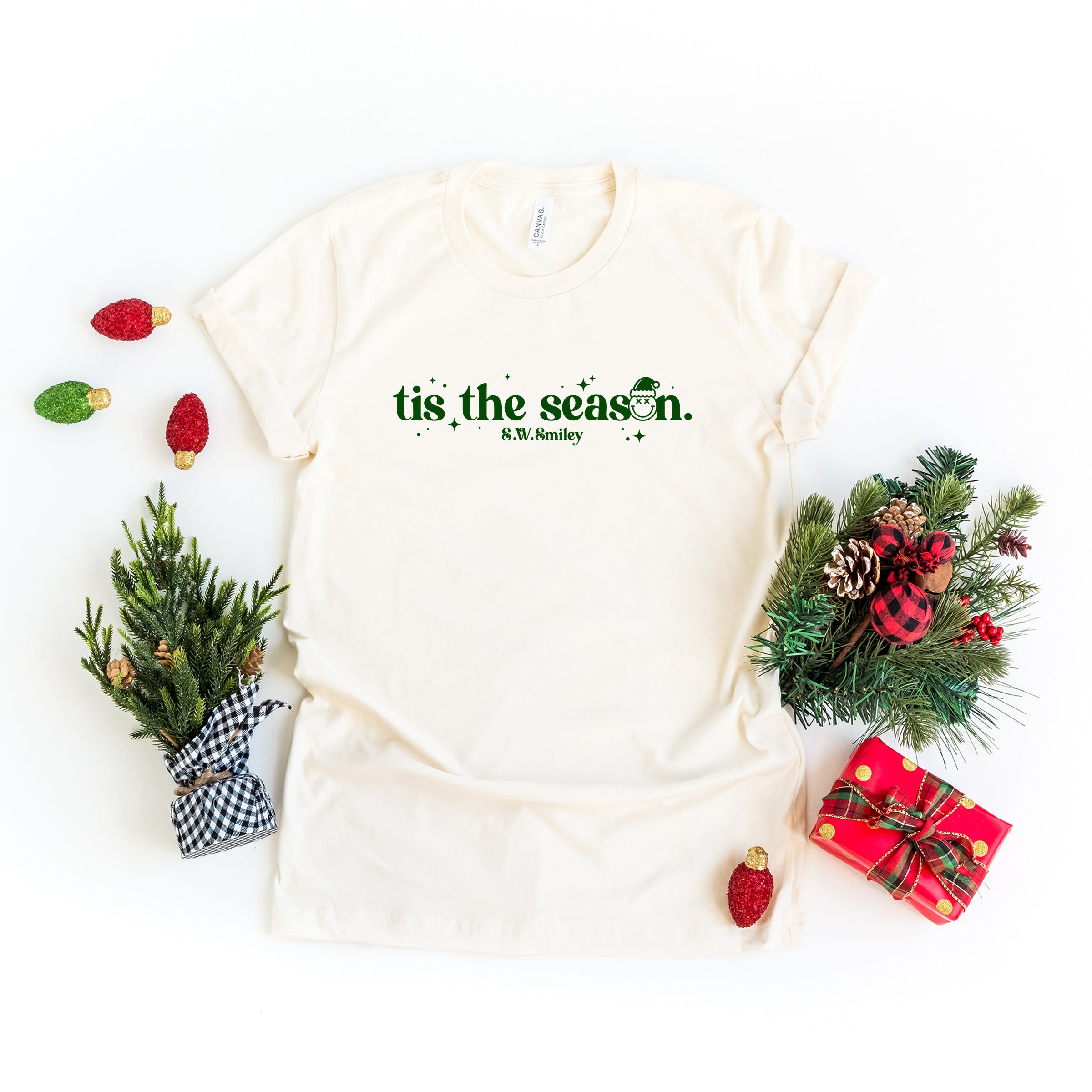 S.W.Smiley Tis The Season Sparkle - Women's Short Sleeve Graphic T-Shirt