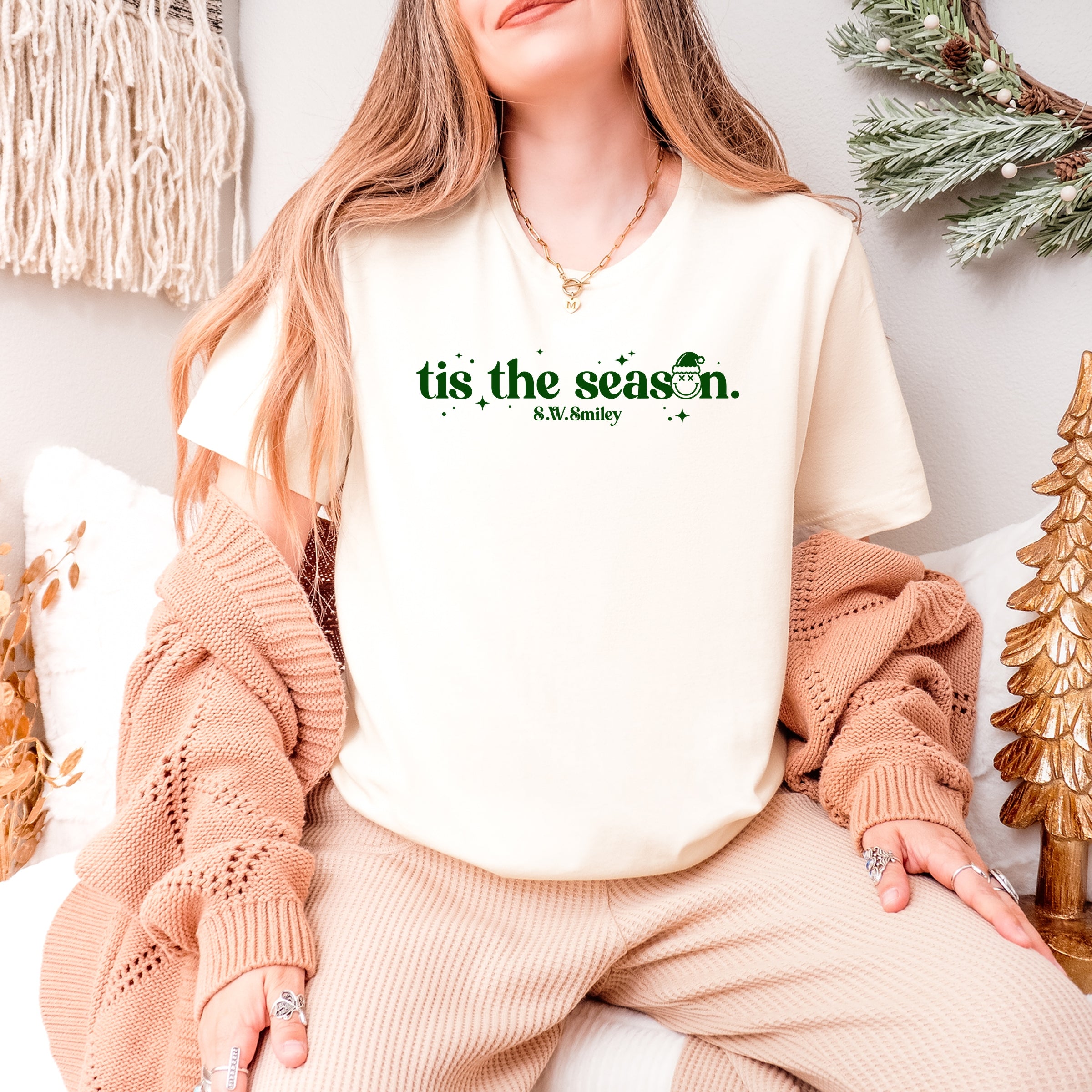 S.W.Smiley Tis The Season Sparkle - Women's Short Sleeve Graphic T-Shirt