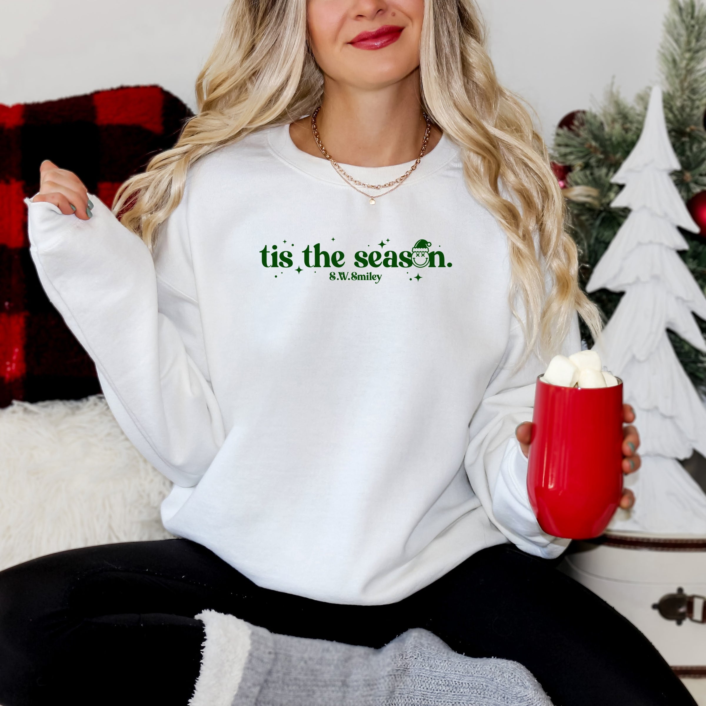 S.W.Smiley Tis The Season Sparkle - Women's Graphic Sweatshirt