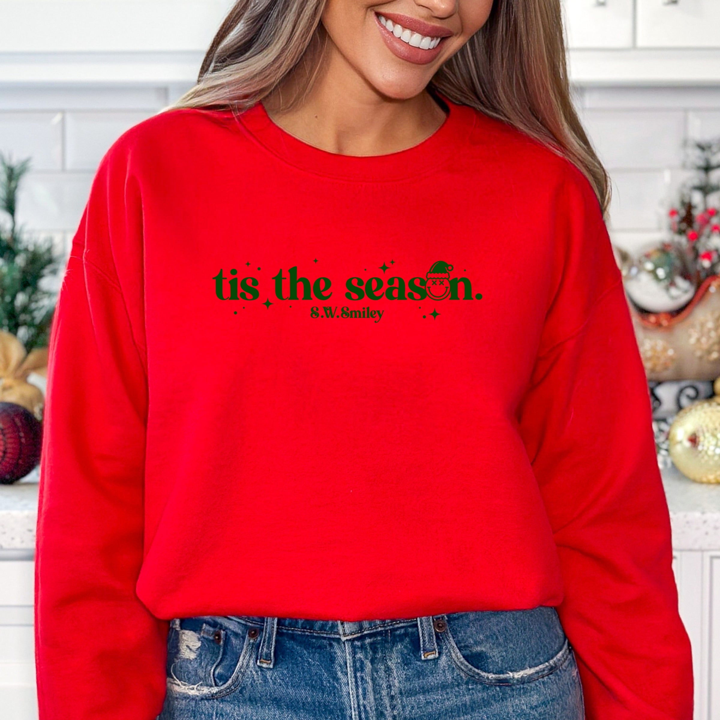 S.W.Smiley Tis The Season Sparkle - Women's Graphic Sweatshirt