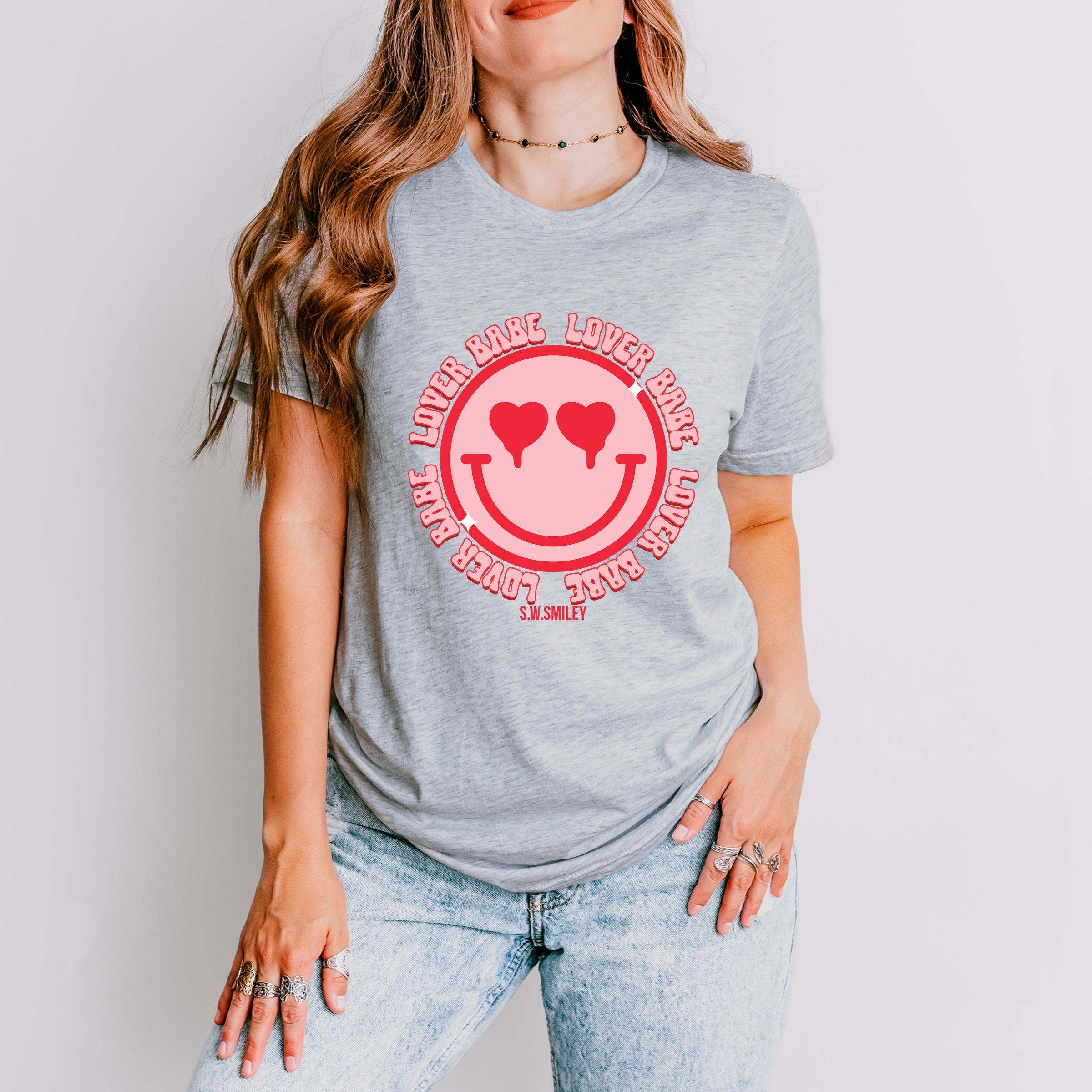 S.W.Smiley Lover Babe Smiley Face - Women's Short Sleeve Graphic T-Shirt