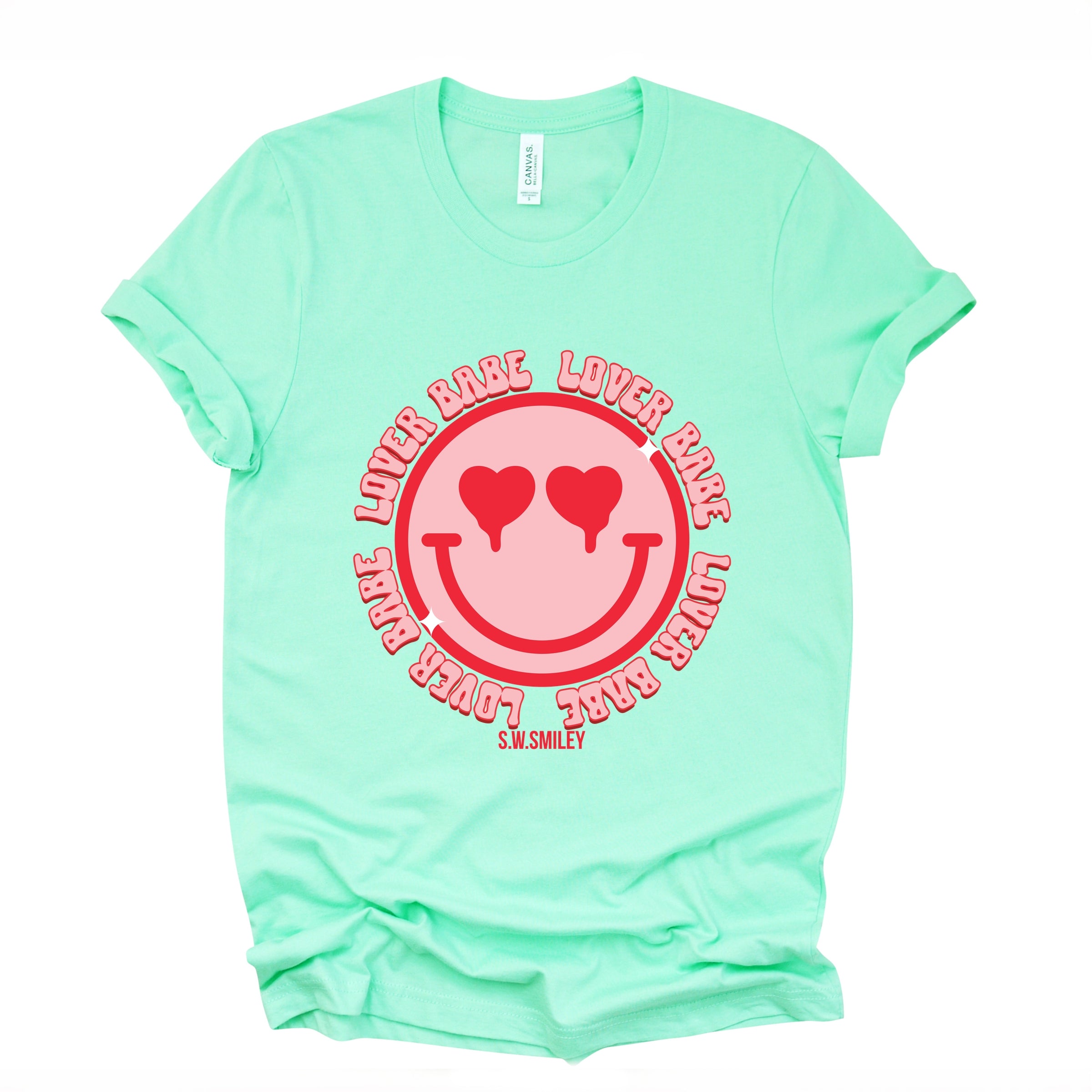 S.W.Smiley Lover Babe Smiley Face - Women's Short Sleeve Graphic T-Shirt
