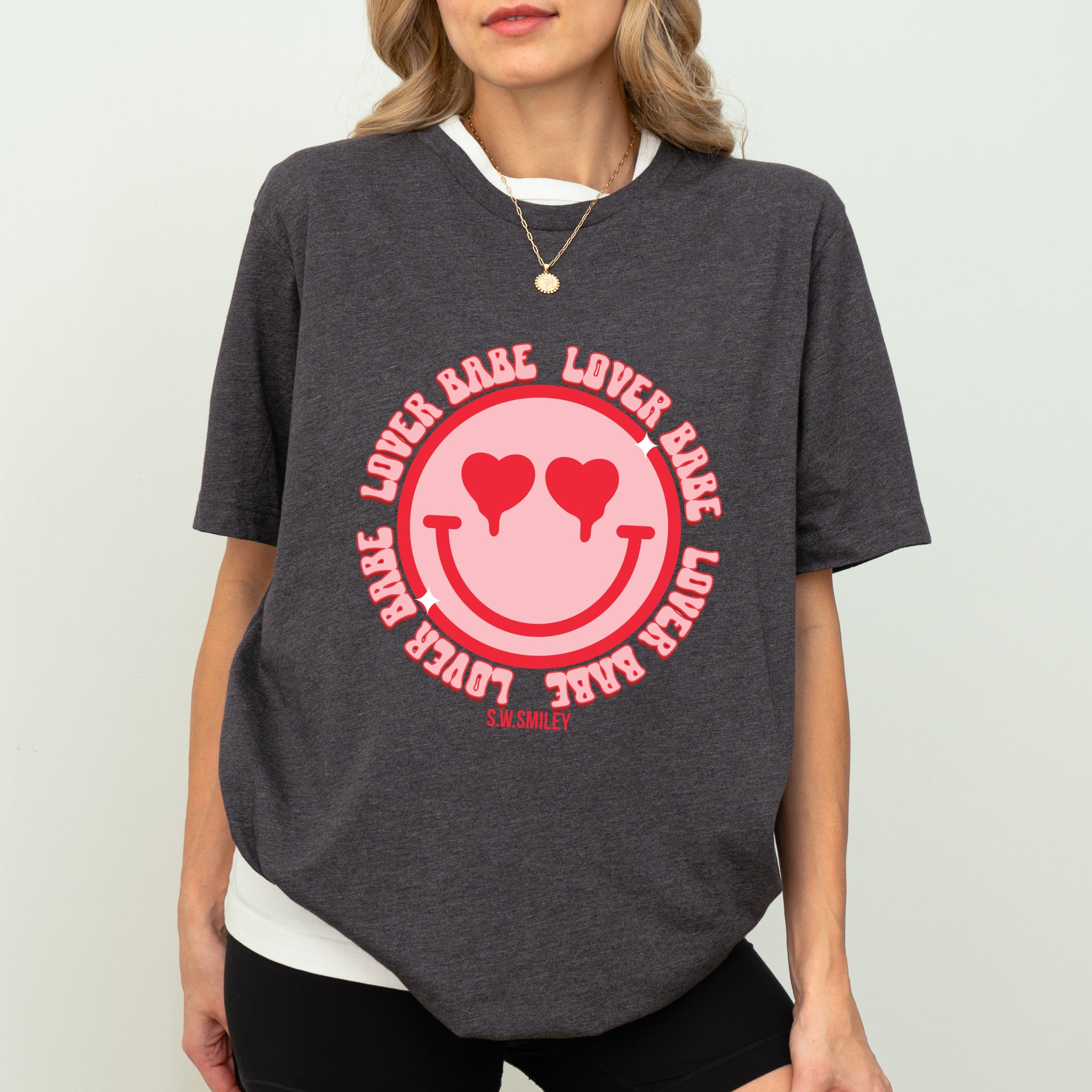S.W.Smiley Lover Babe Smiley Face - Women's Short Sleeve Graphic T-Shirt
