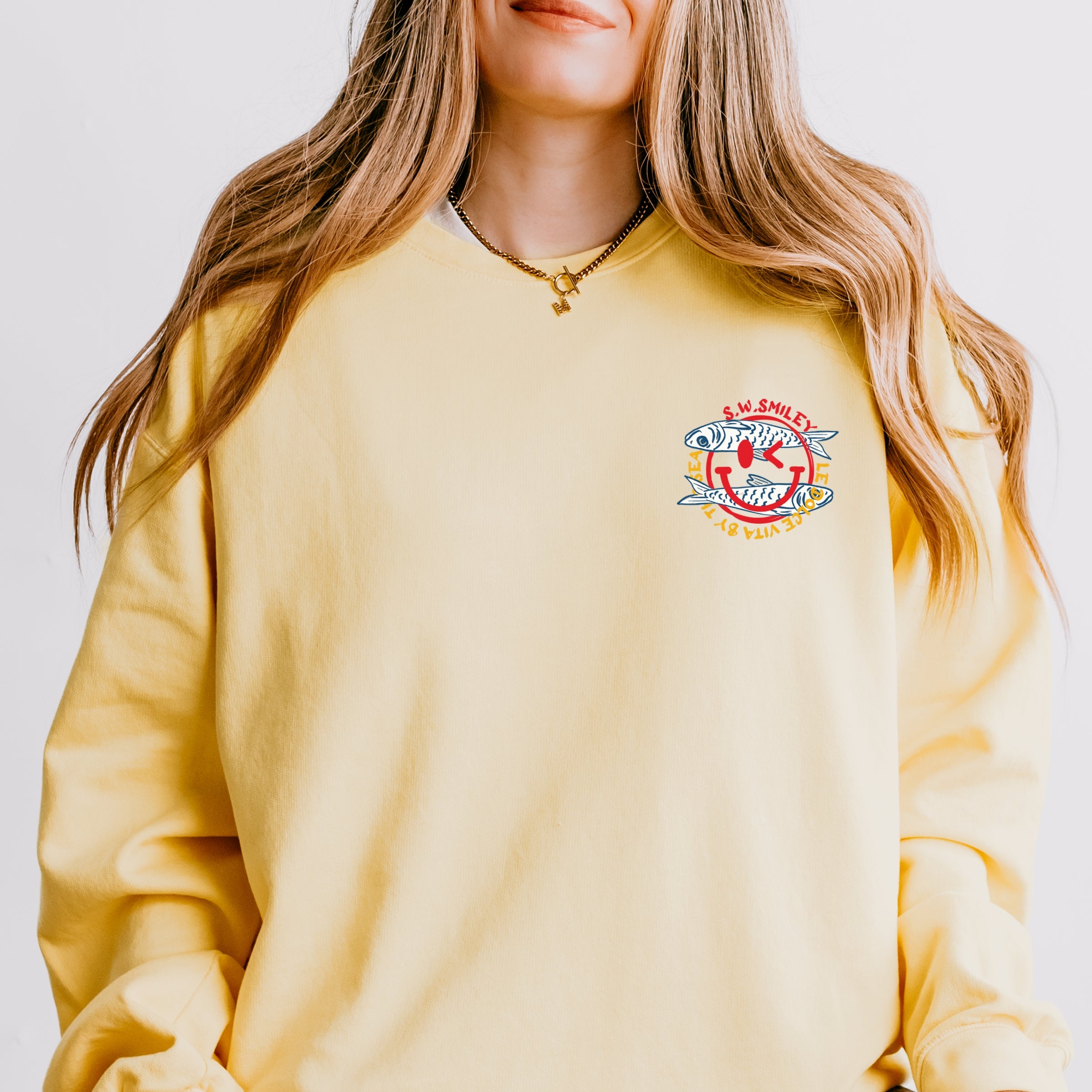 S.W. Smiley Sardines Can - Women's Lightweight Garment Dyed Sweatshirt